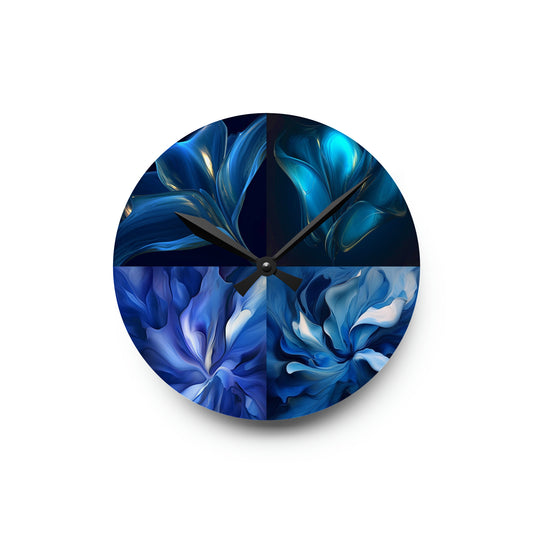 Acrylic Wall Clock Abstract Blue Tulip 5