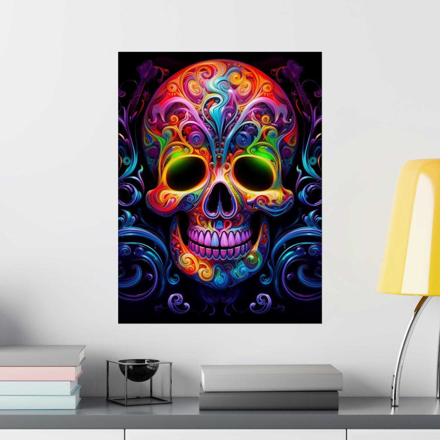 Premium Matte Vertical Posters Macro Skull Color 2