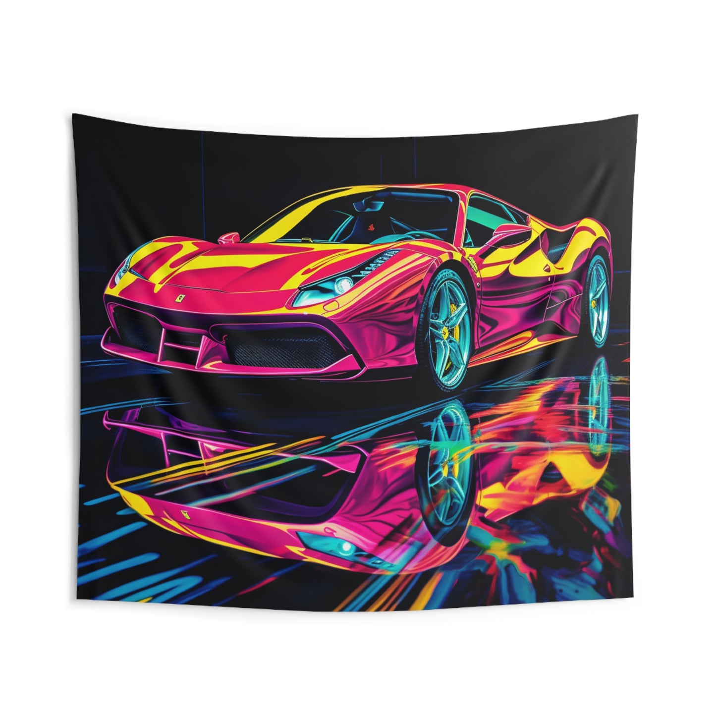 Indoor Wall Tapestries Pink Ferrari Macro 1