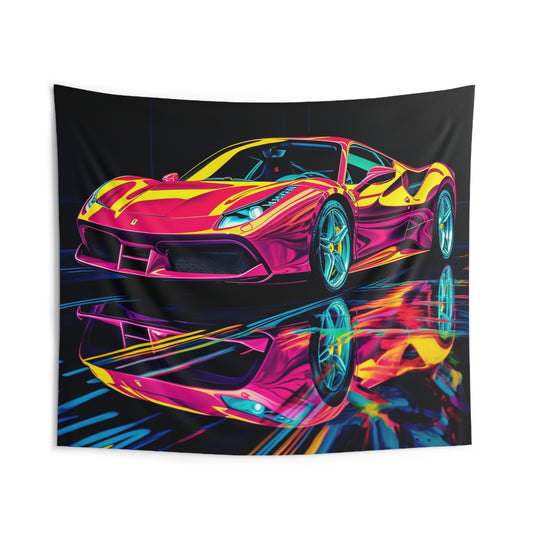 Indoor Wall Tapestries Pink Ferrari Macro 1