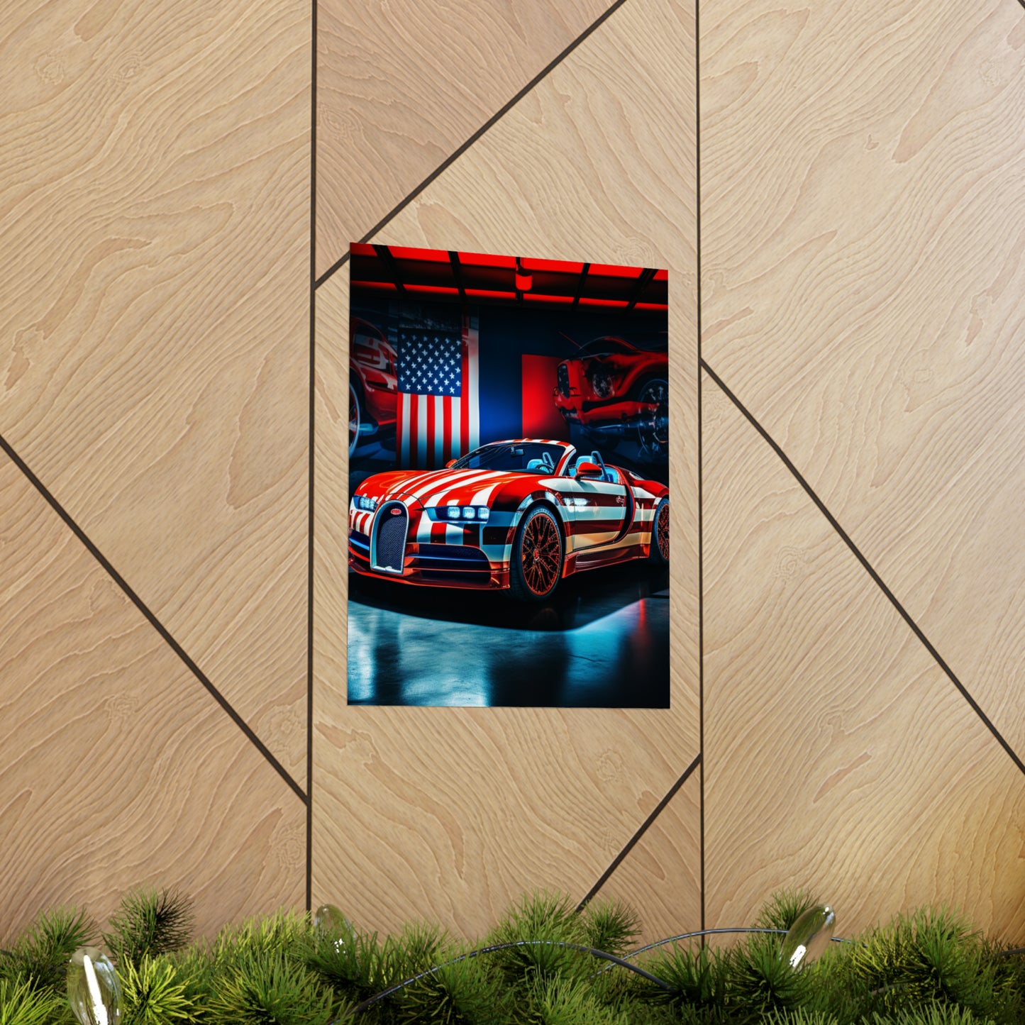 Premium Matte Vertical Posters Macro Bugatti American Flag 2