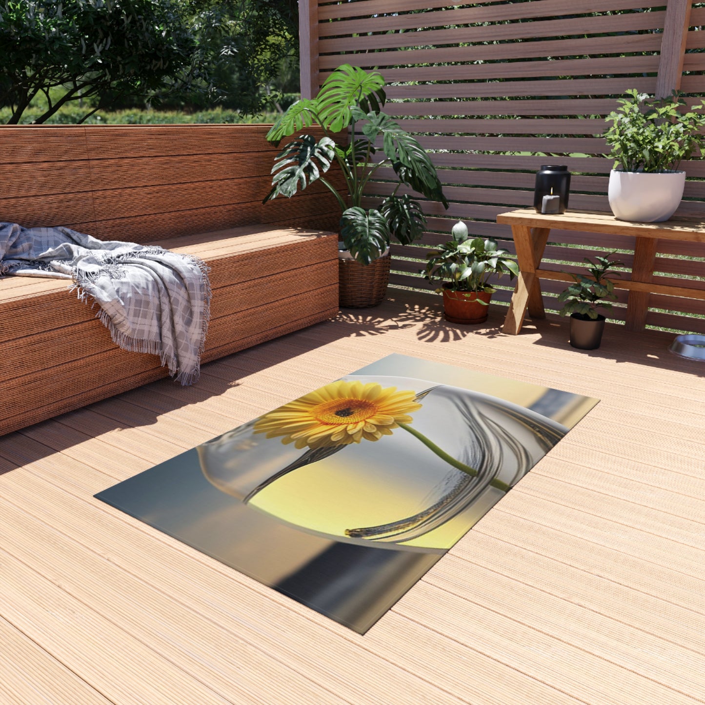 Outdoor Rug  yello Gerbera glass 1