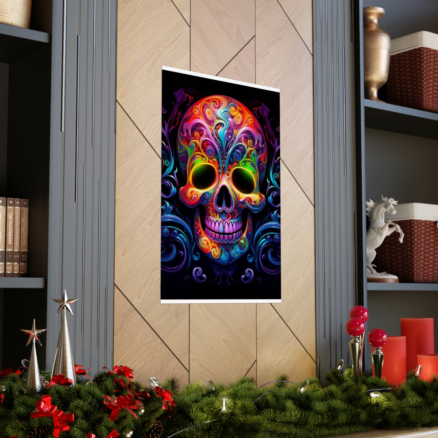 Premium Matte Vertical Posters Macro Skull Color 2