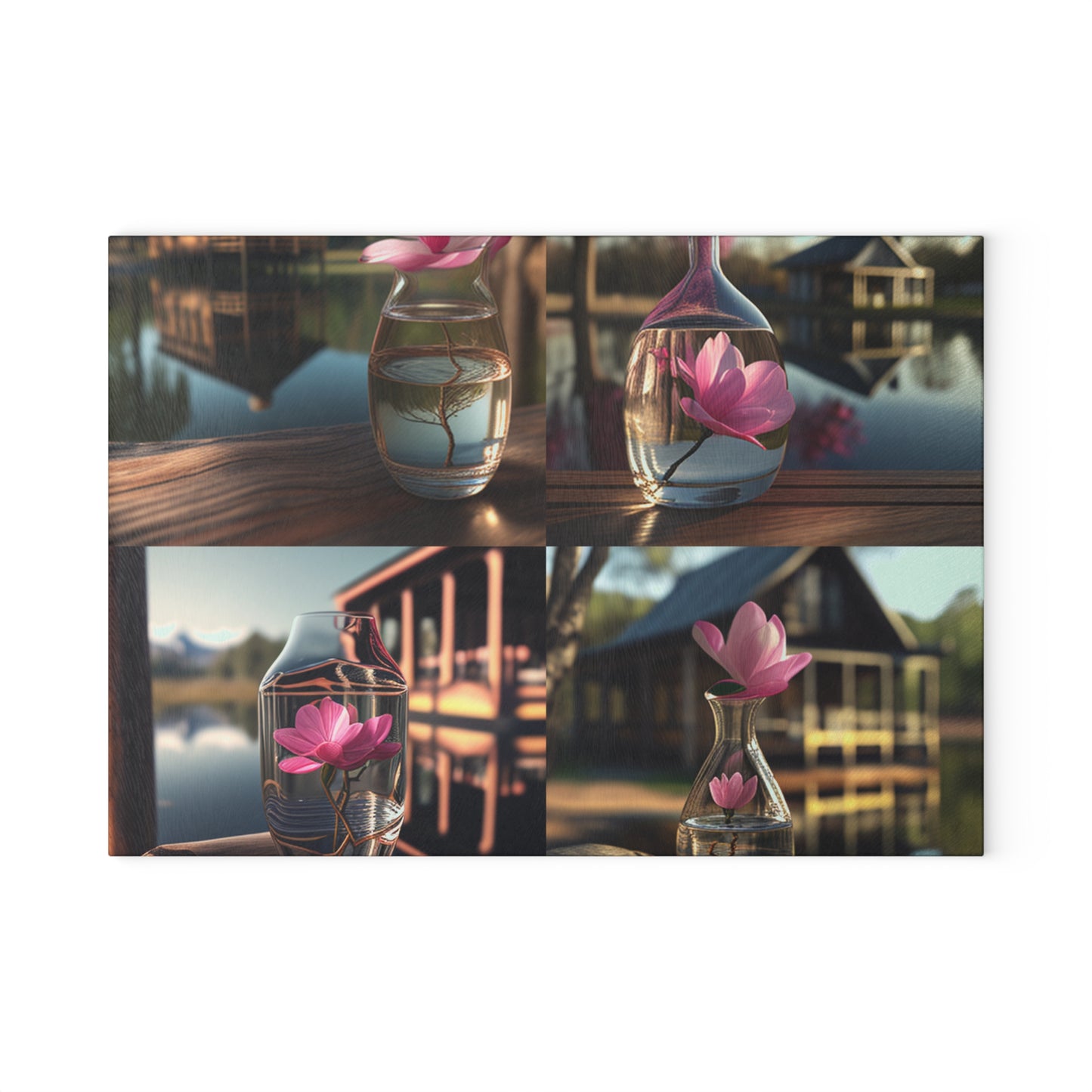 Glass Cutting Board Magnolia in a Glass vase 5