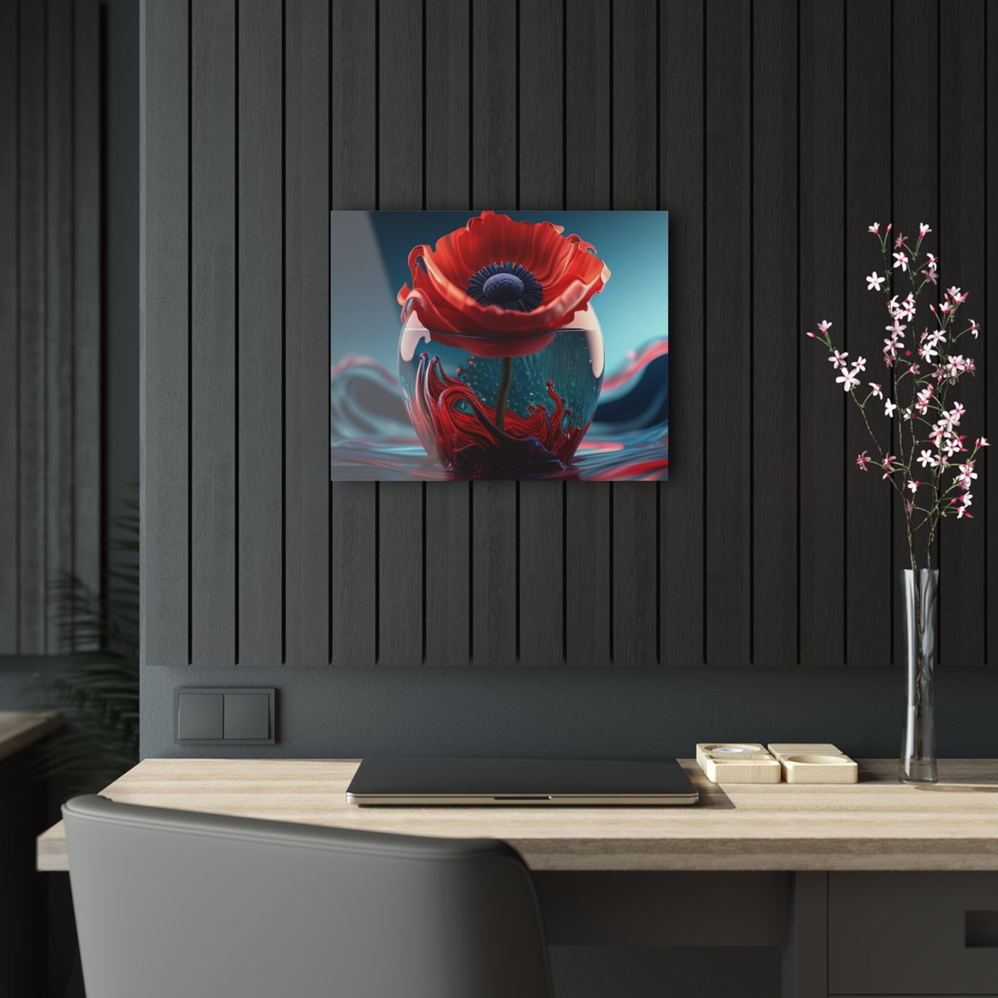 Acrylic Prints Red Anemone in a Vase 2