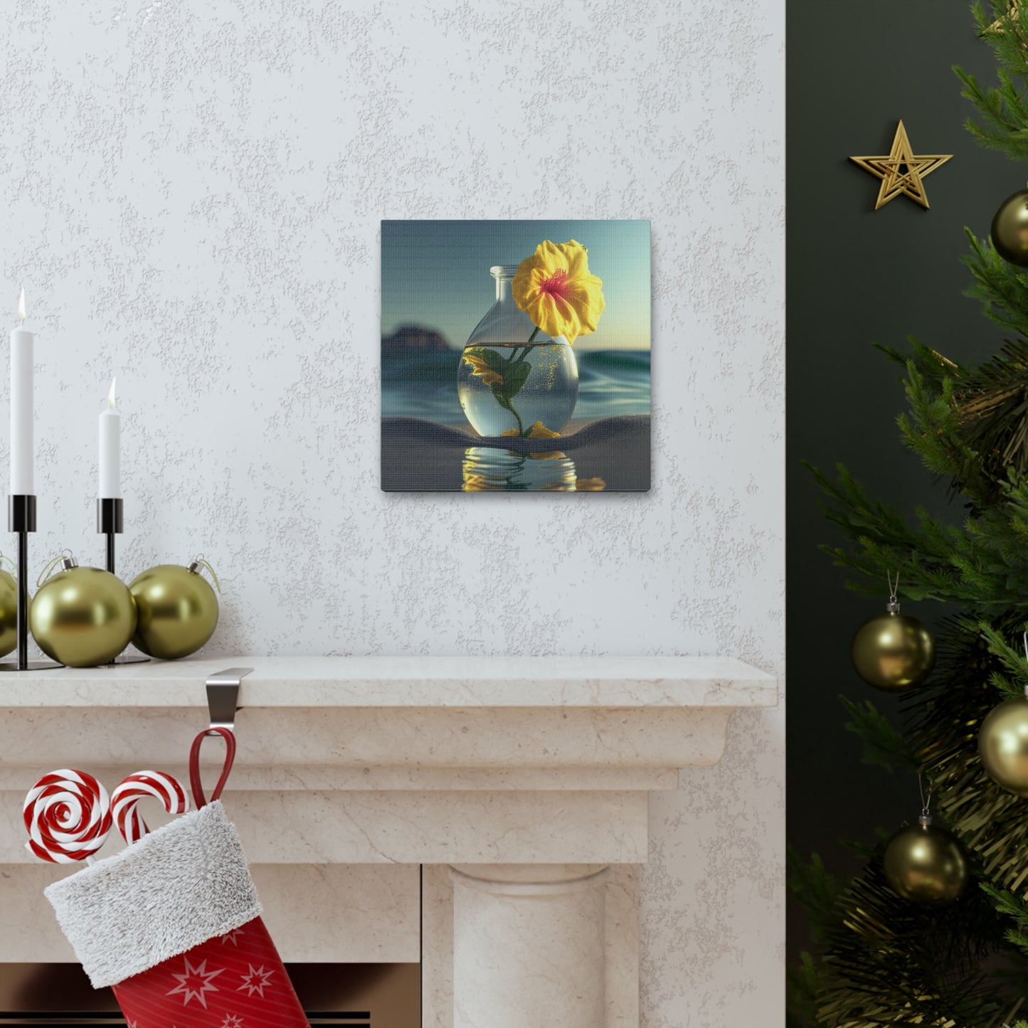 Canvas Gallery Wraps Yellow Hibiscus glass 2