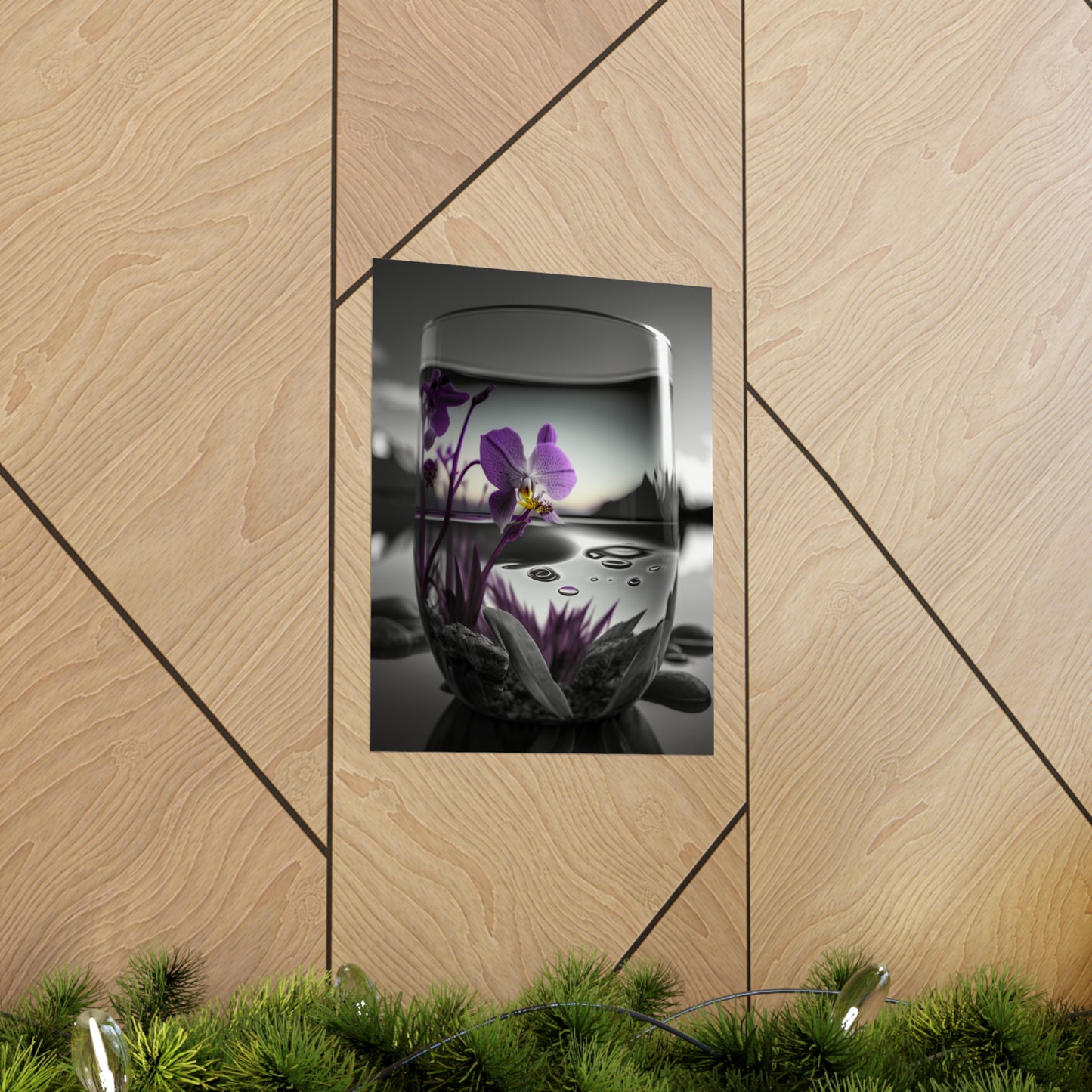 Premium Matte Vertical Posters Purple Orchid Glass vase 2