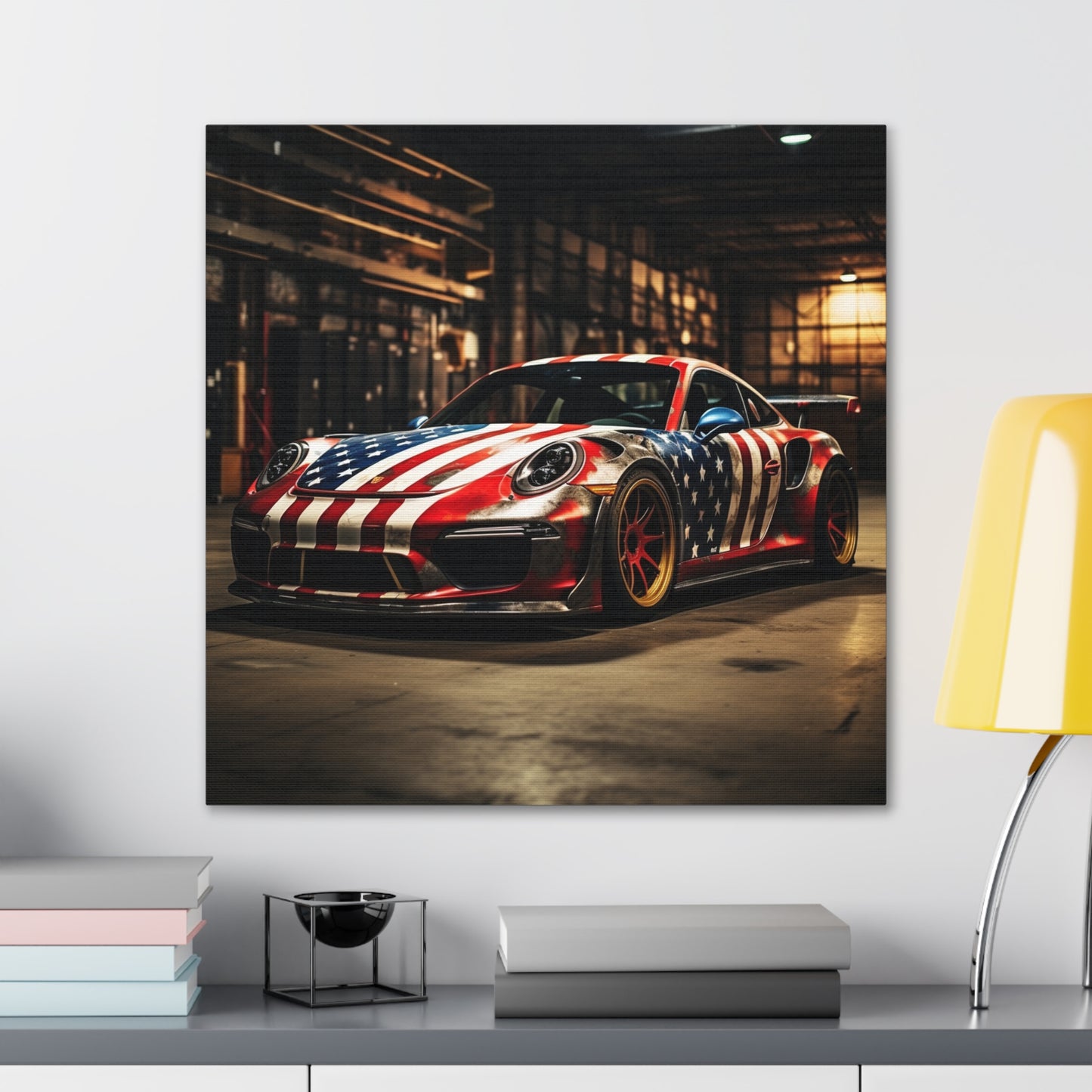 Canvas Gallery Wraps American Flag Porsche 4