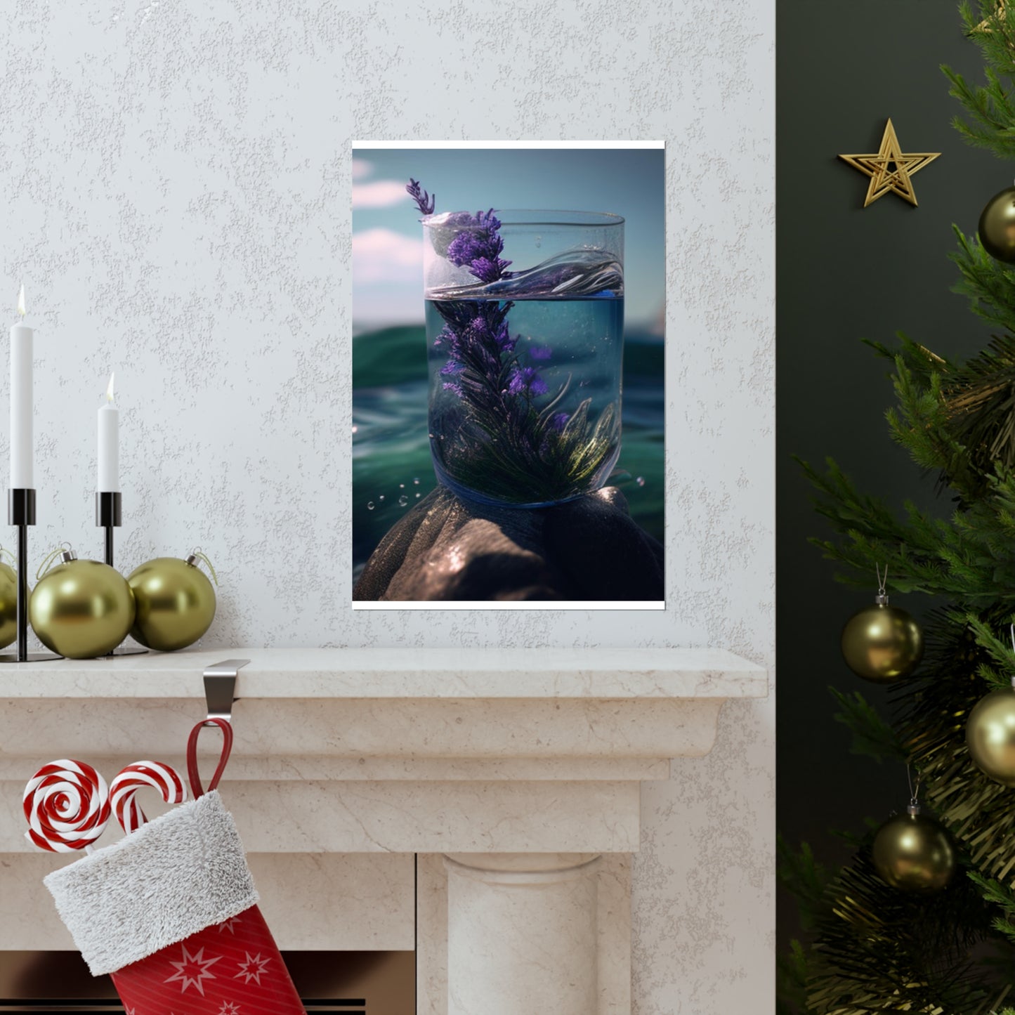 Premium Matte Vertical Posters Lavender in a vase 2