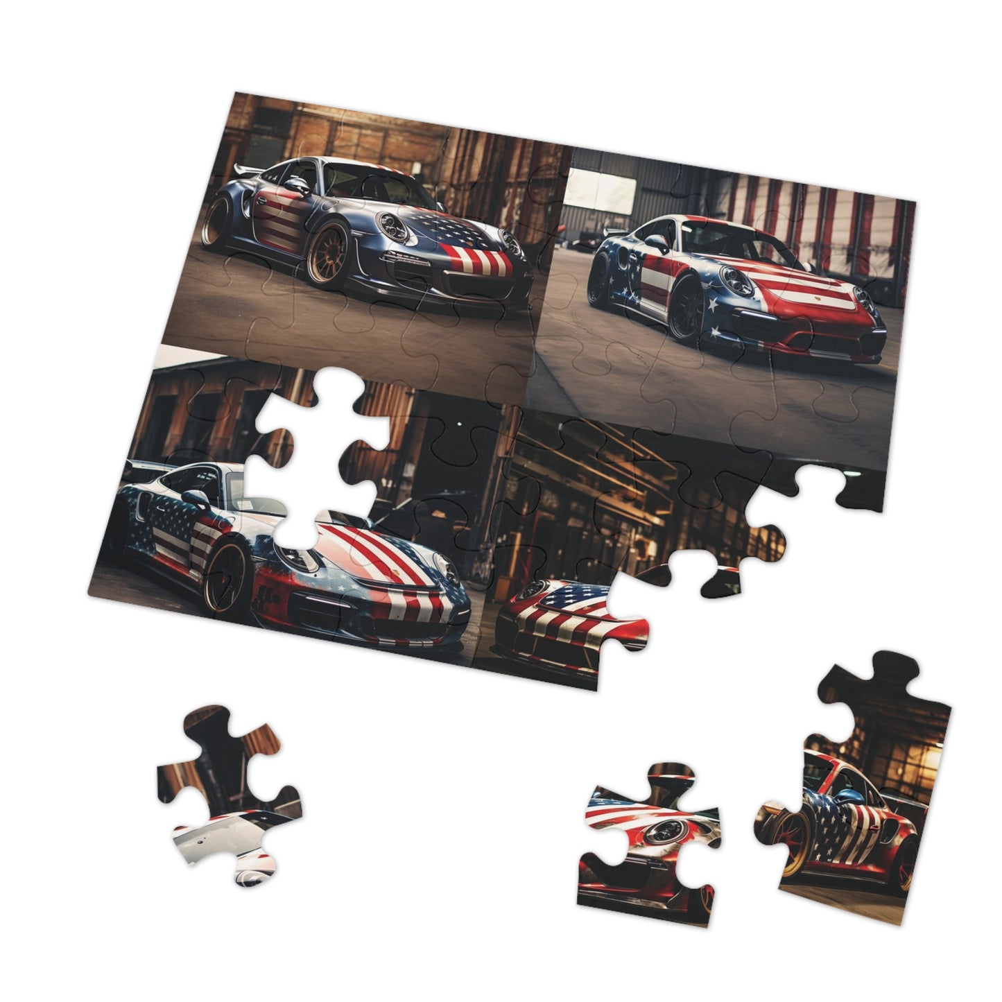 Jigsaw Puzzle (30, 110, 252, 500,1000-Piece) American Flag Porsche 5