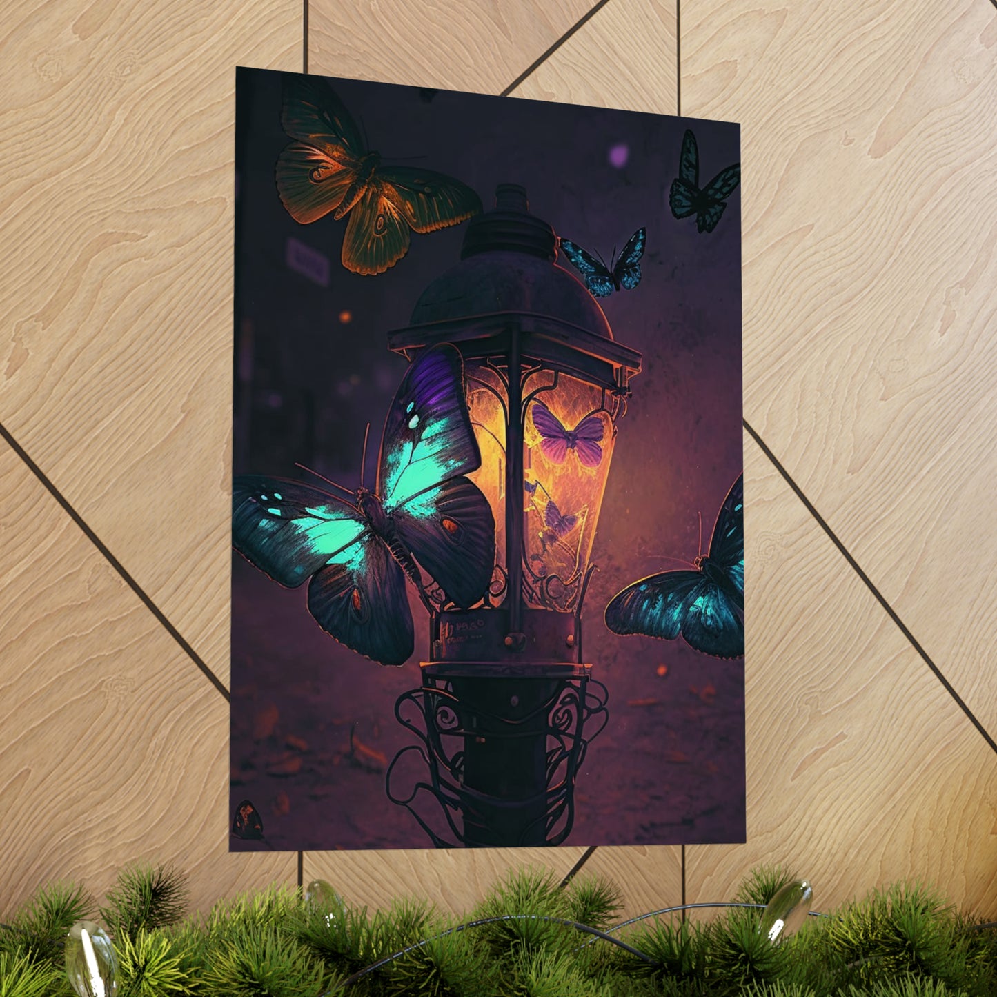Premium Matte Vertical Posters Street Light Butterfly 4