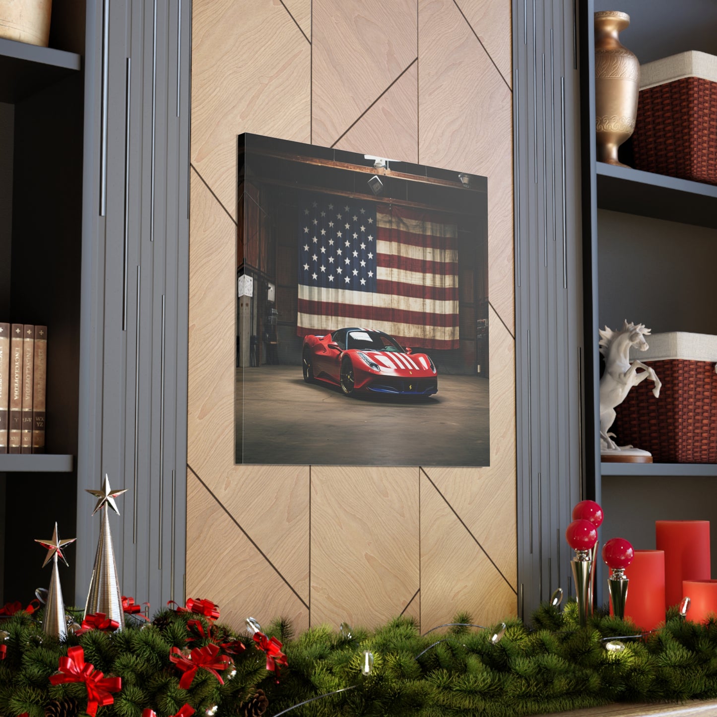 Canvas Gallery Wraps American Flag Farrari 4