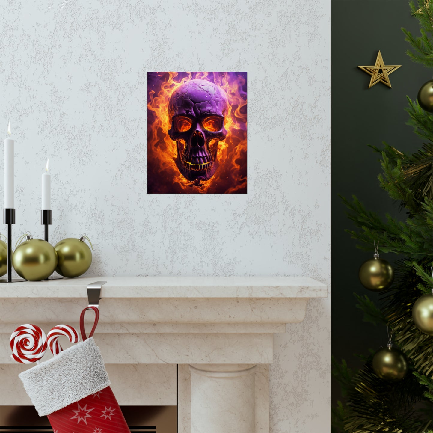 Premium Matte Vertical Posters Skull Flames 3