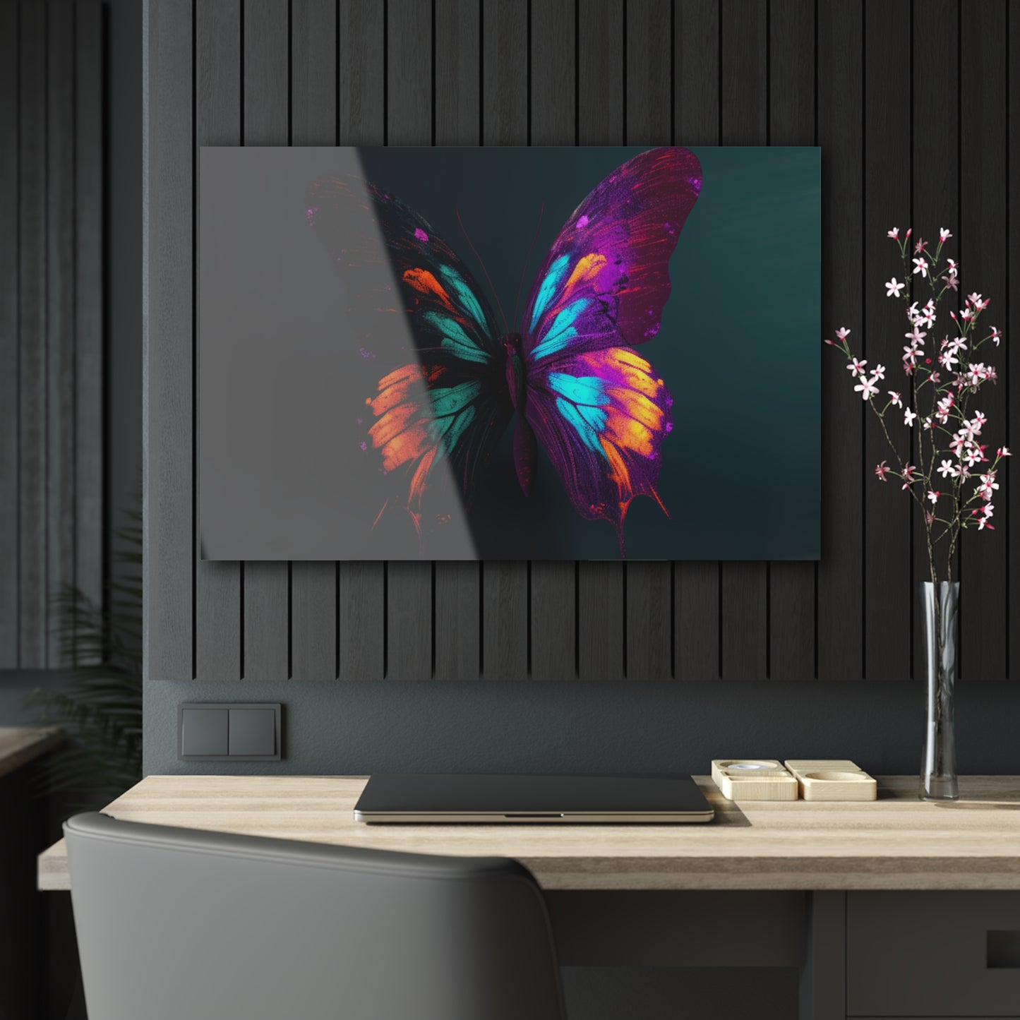 Acrylic Prints Hyper Colorful Butterfly Purple 2