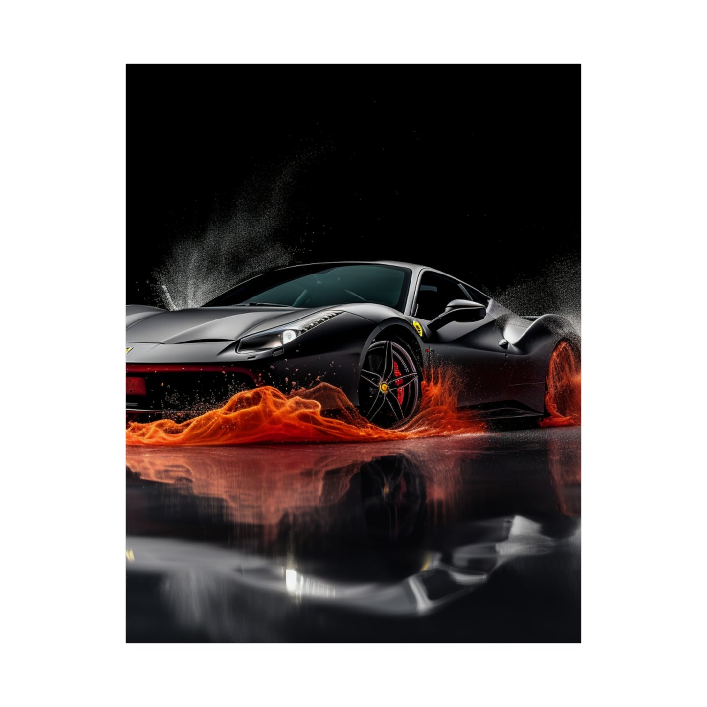 Premium Matte Vertical Posters Ferrari Water Splash 3