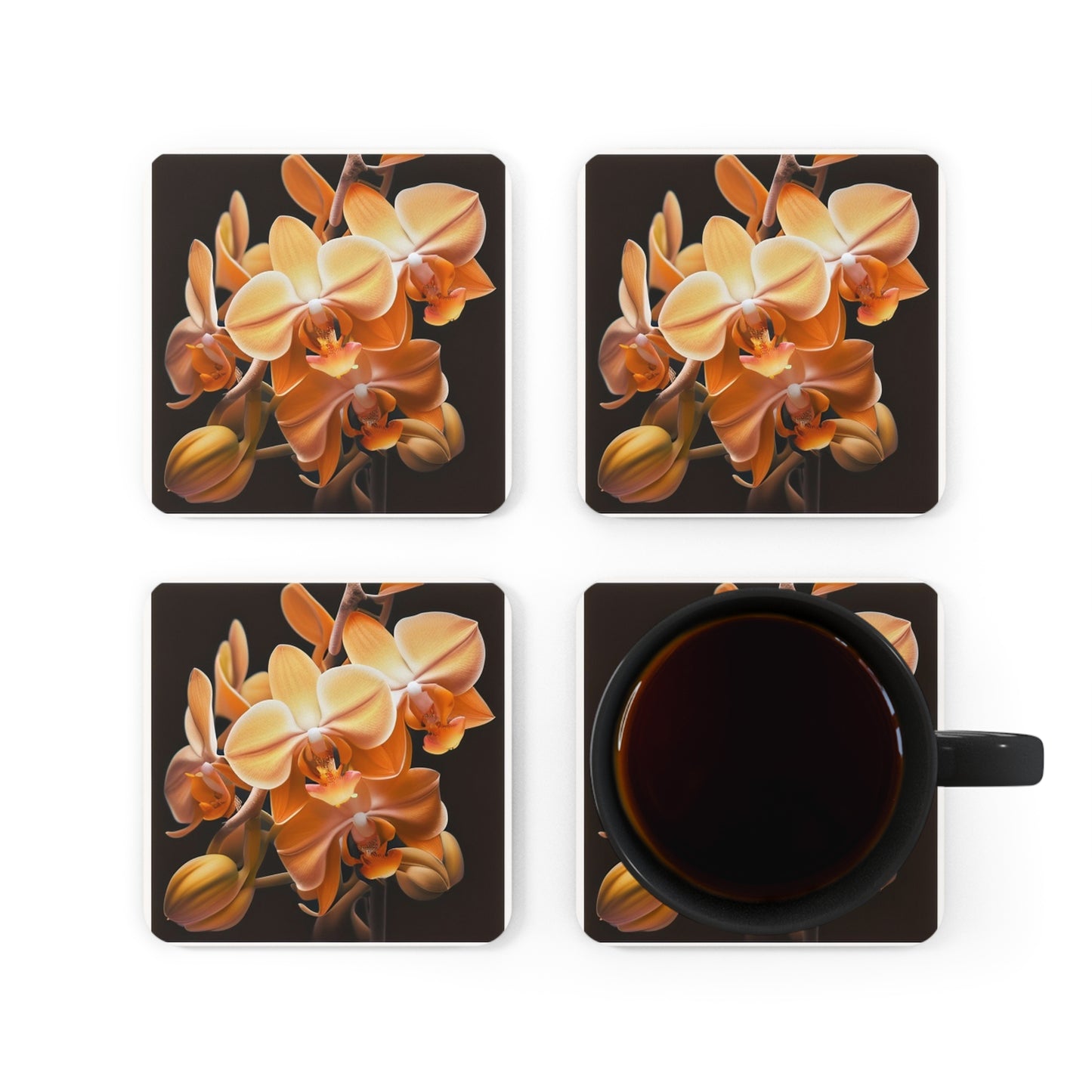 Corkwood Coaster Set orchid pedals 1