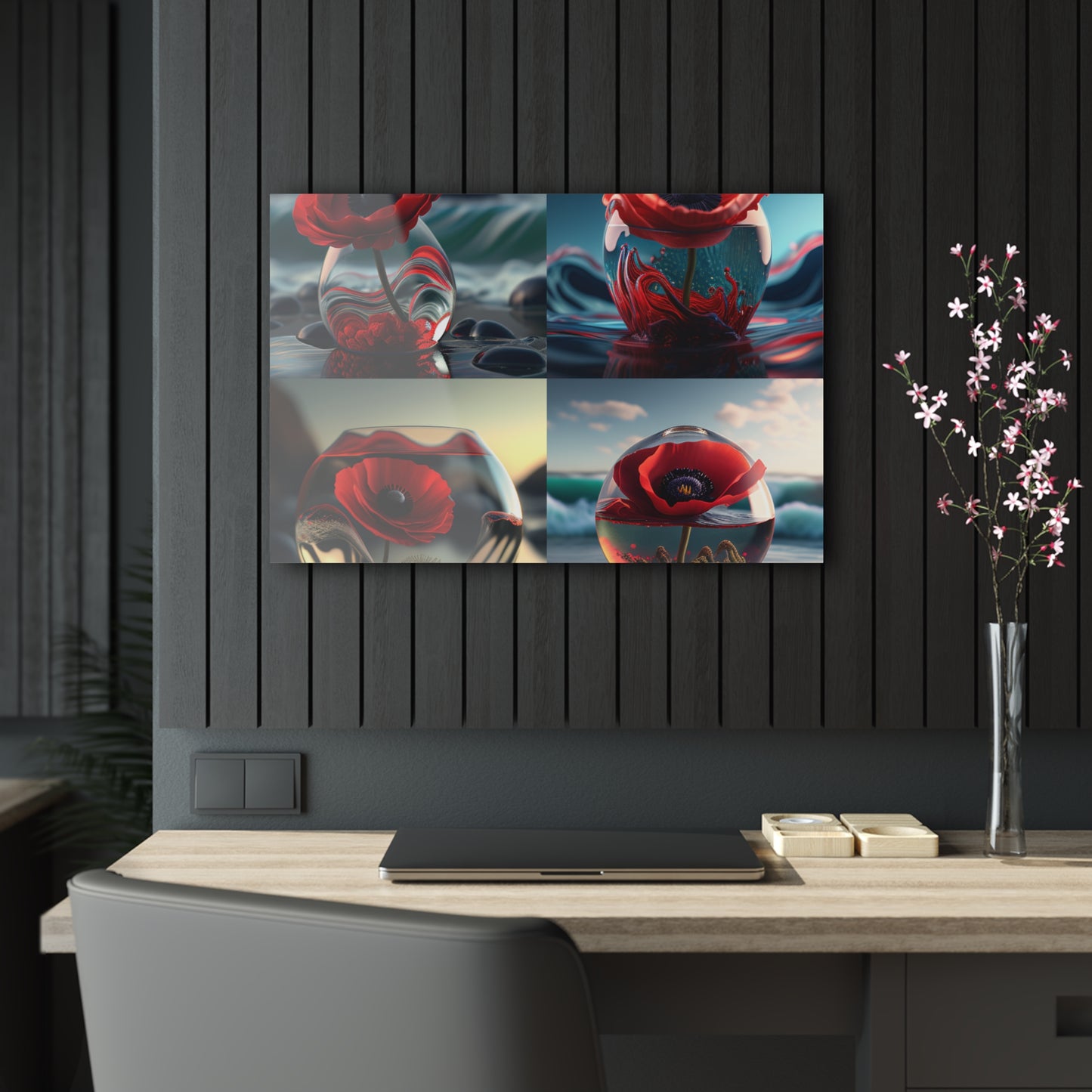 Acrylic Prints Red Anemone in a Vase 5