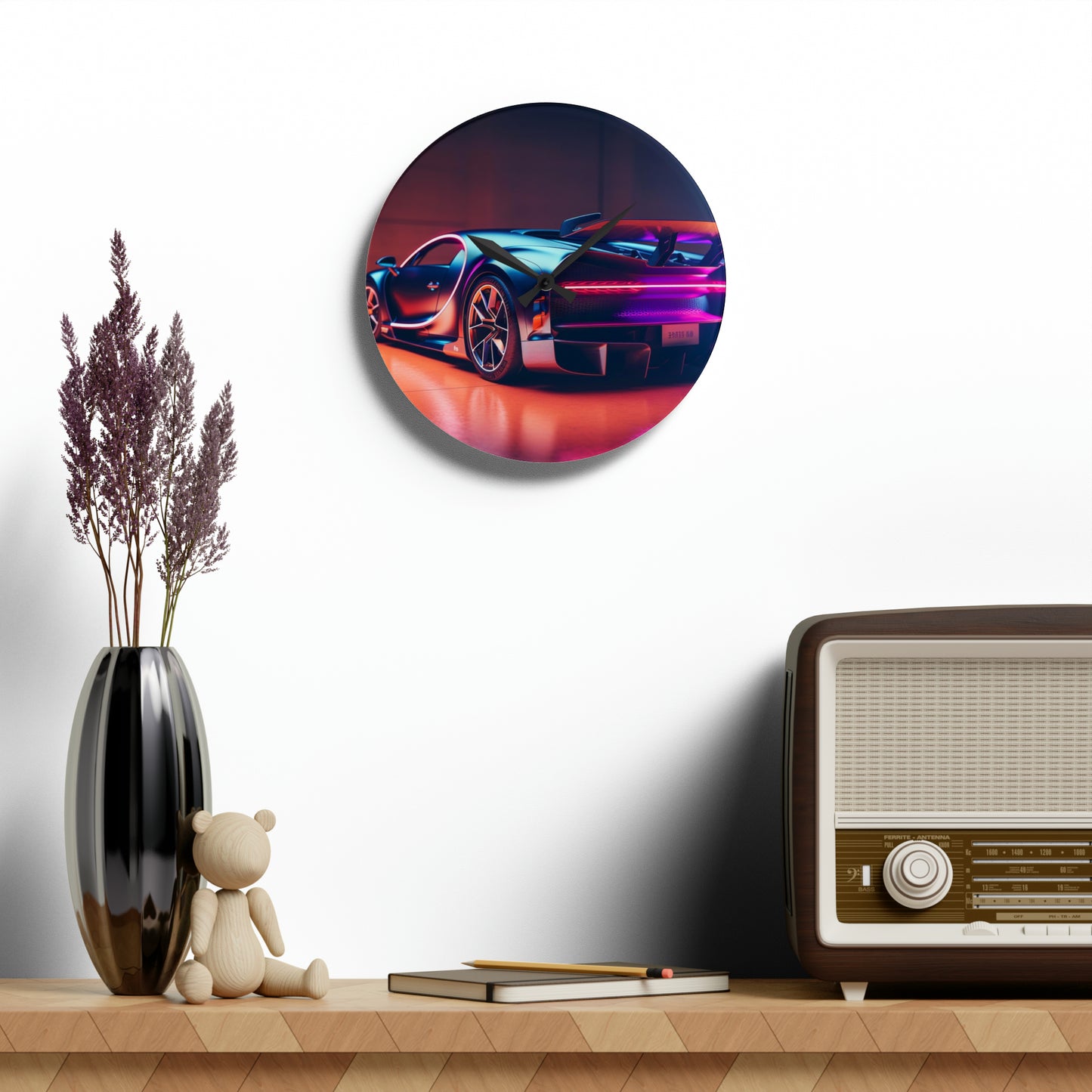 Acrylic Wall Clock Hyper Bugatti Neon Chiron 2