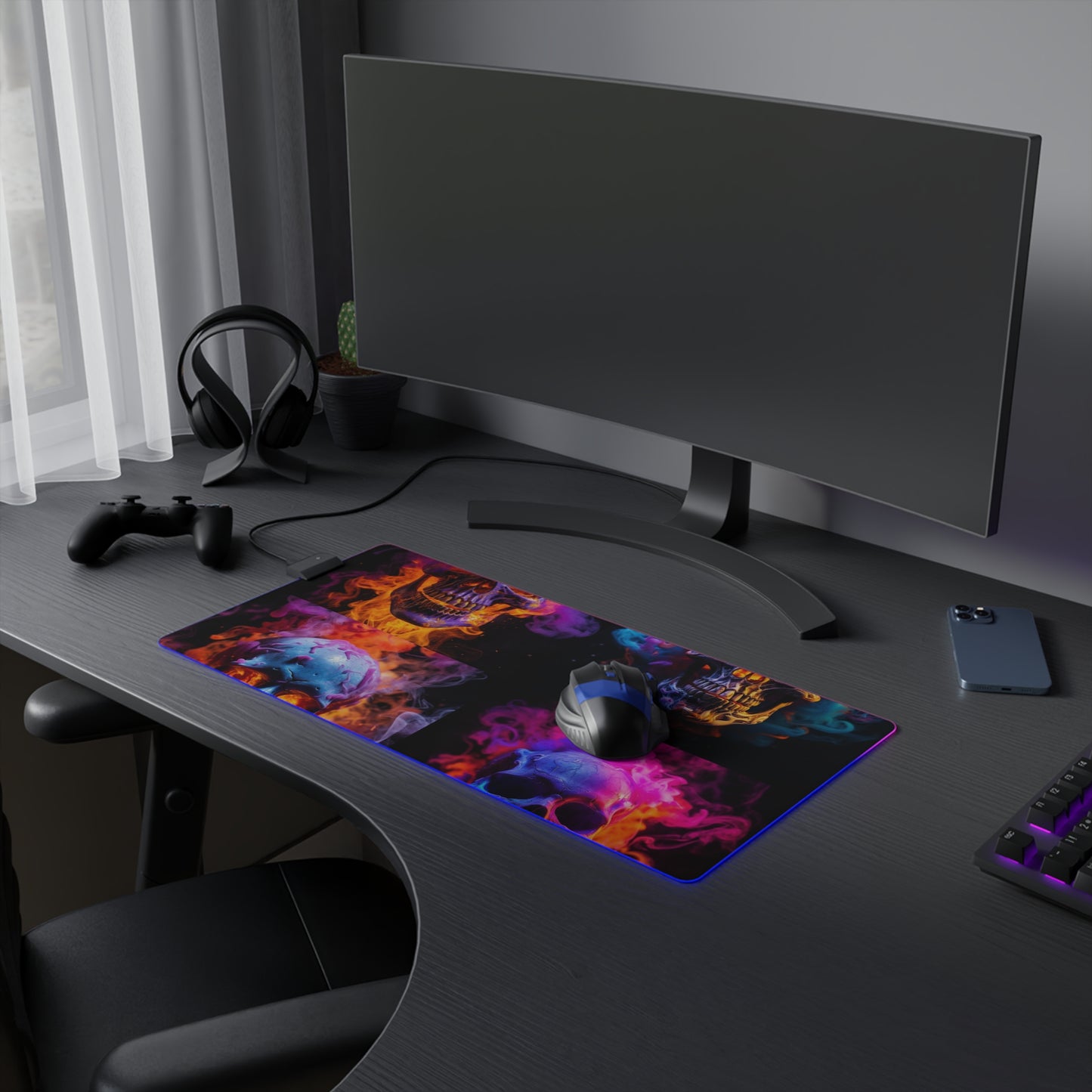 LED Gaming Mouse Pad Macro Skull 5