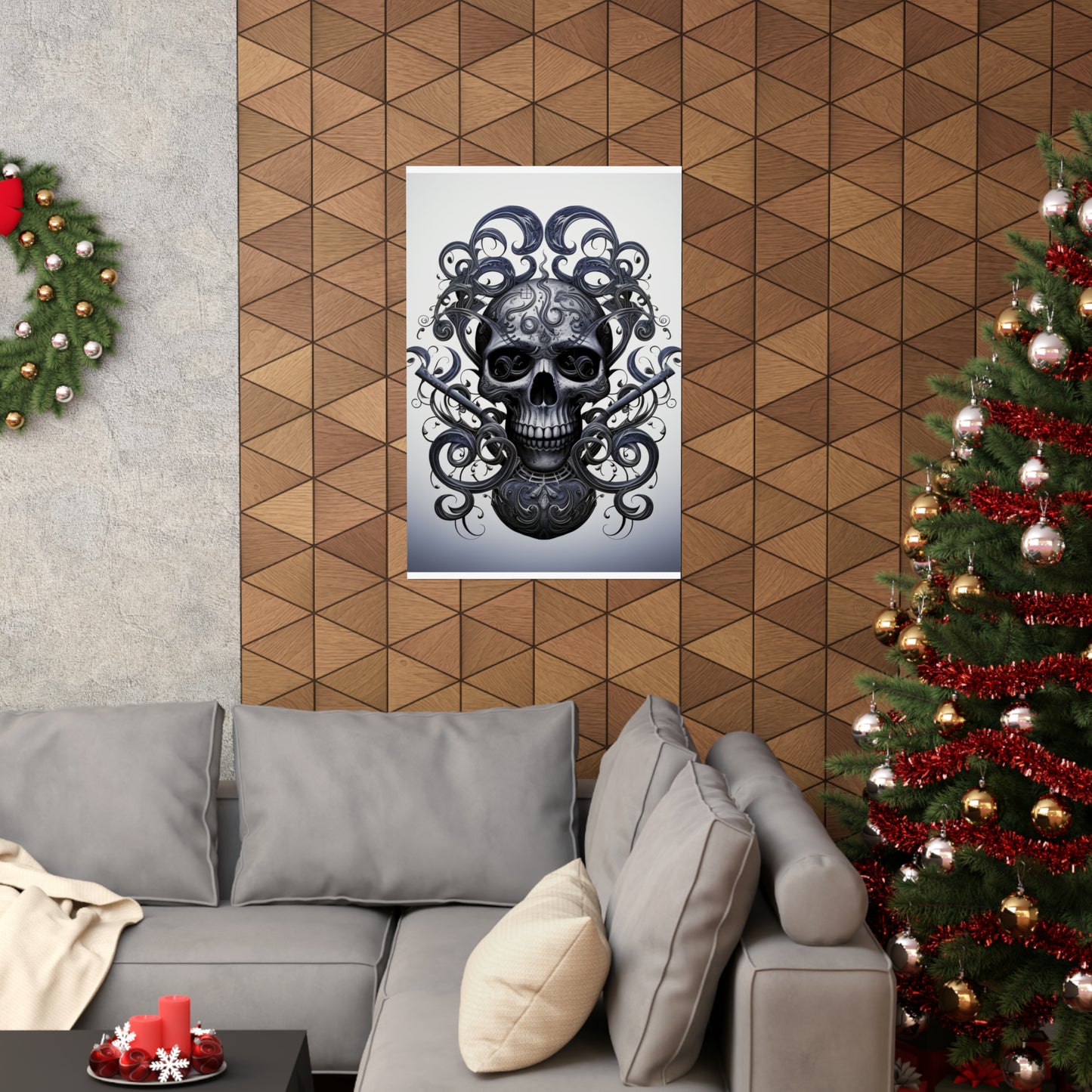 Premium Matte Vertical Posters Skull Treble Clef 1