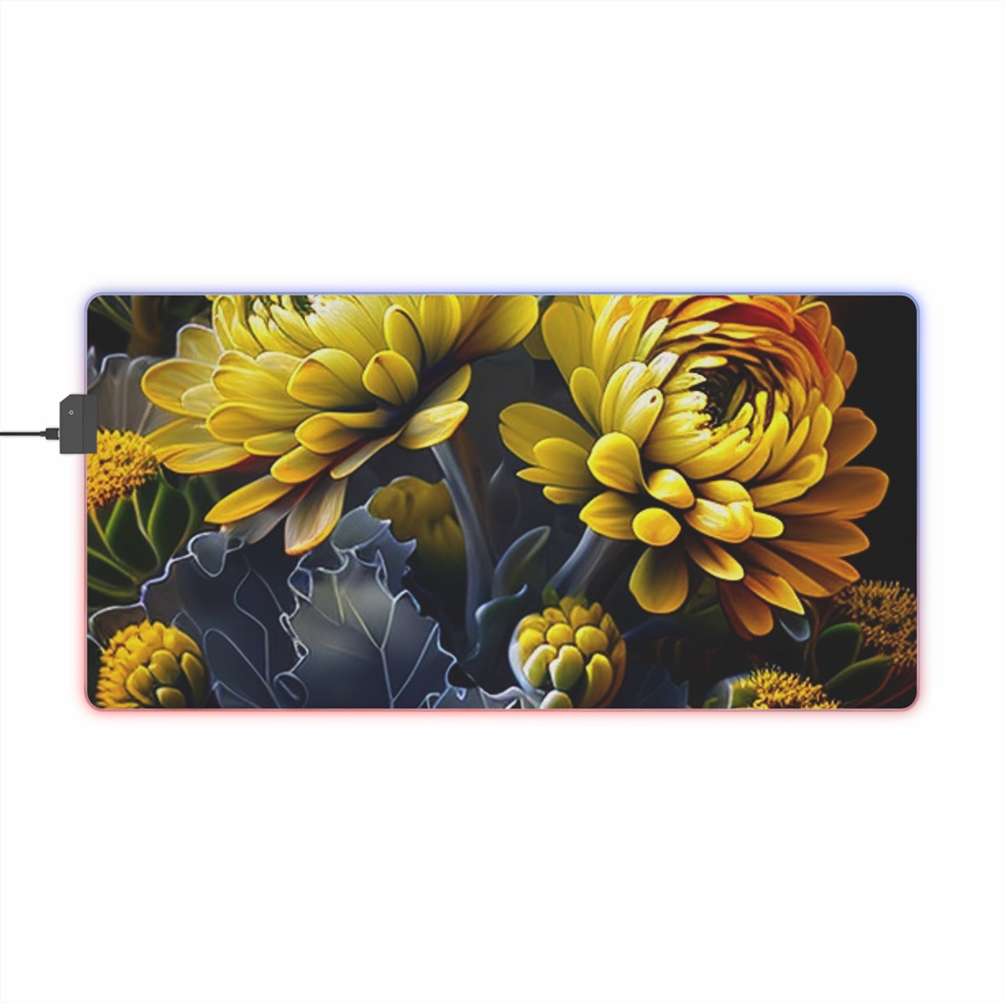 LED Gaming Mouse Pad Yellow Hermosas Flores Amarillas 1