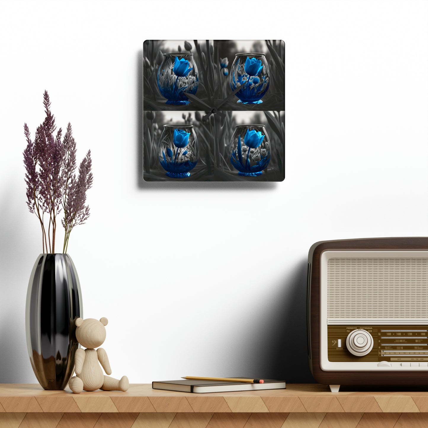 Acrylic Wall Clock Tulip Blue 5