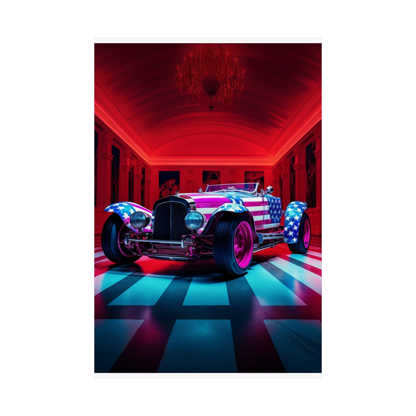 Premium Matte Vertical Posters Macro Bugatti American Flag 3