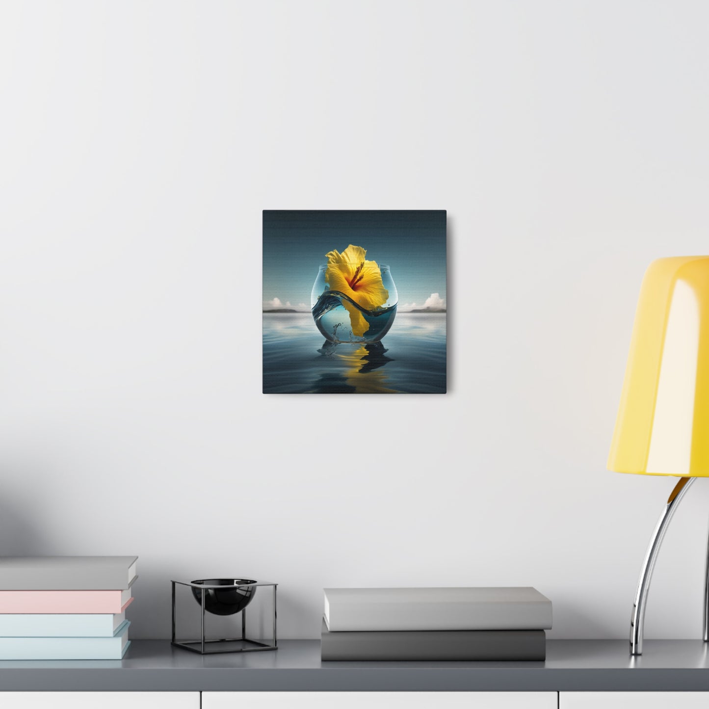 Canvas Gallery Wraps Yellow Hibiscus glass 4
