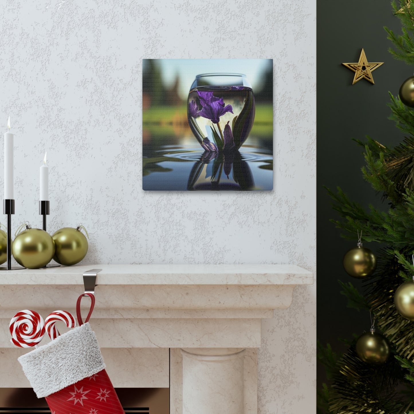 Canvas Gallery Wraps Purple Iris in a vase 3