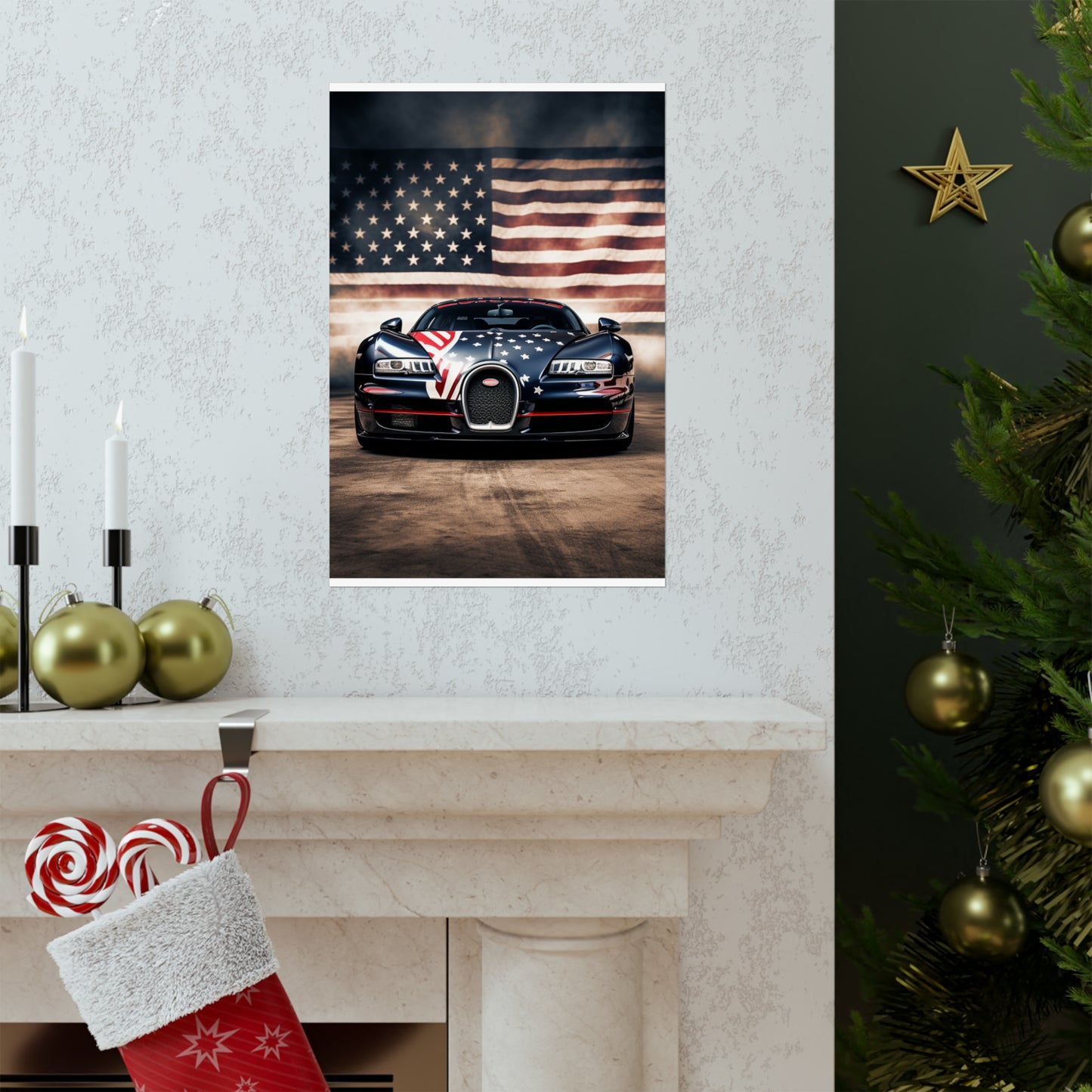 Premium Matte Vertical Posters Bugatti American Flag 2