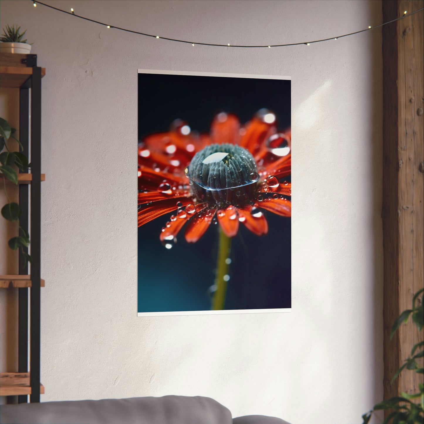 Premium Matte Vertical Posters Water drop Macro Flower 1