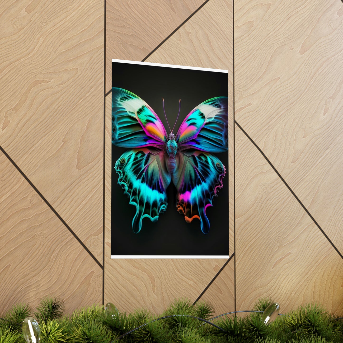 Premium Matte Vertical Posters Neon Butterfly Fusion 4