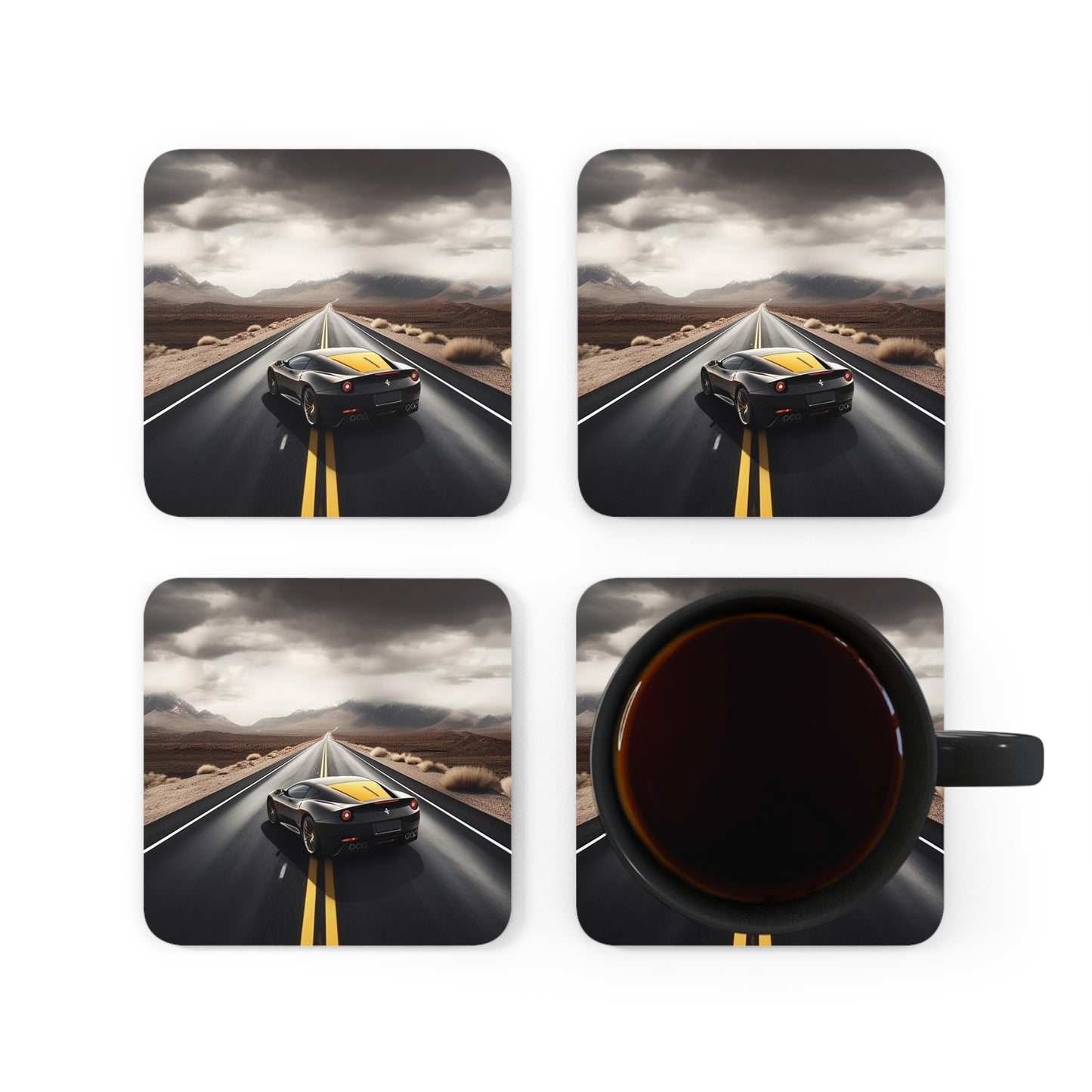 Corkwood Coaster Set Ferrari Road 4