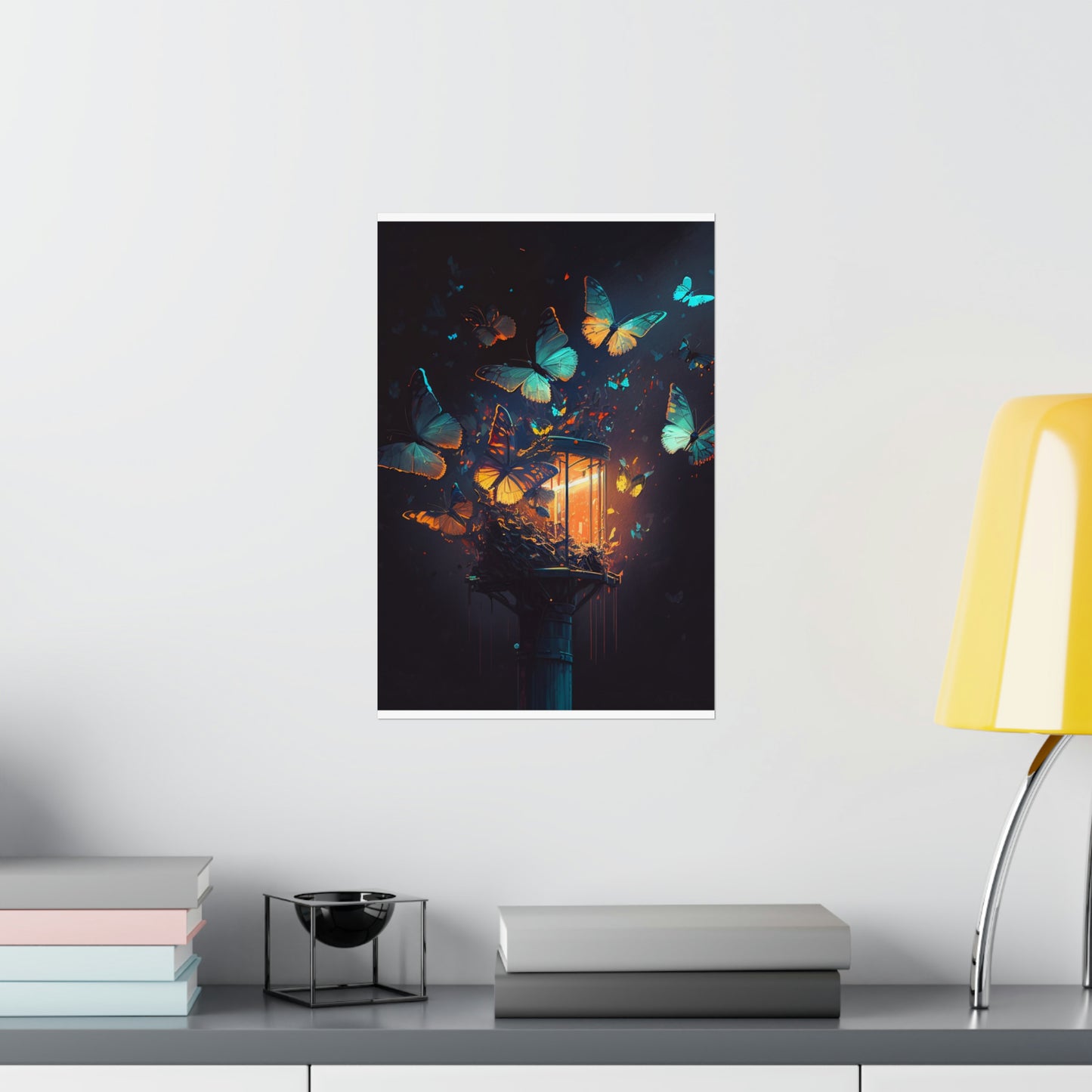 Premium Matte Vertical Posters Street Light Butterfly 1