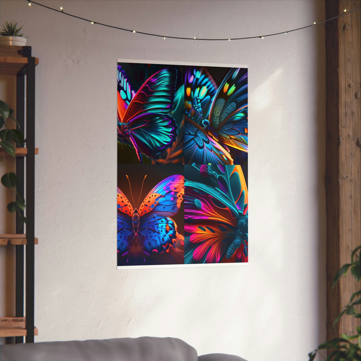 Premium Matte Vertical Posters Neon Butterfly Macro 5