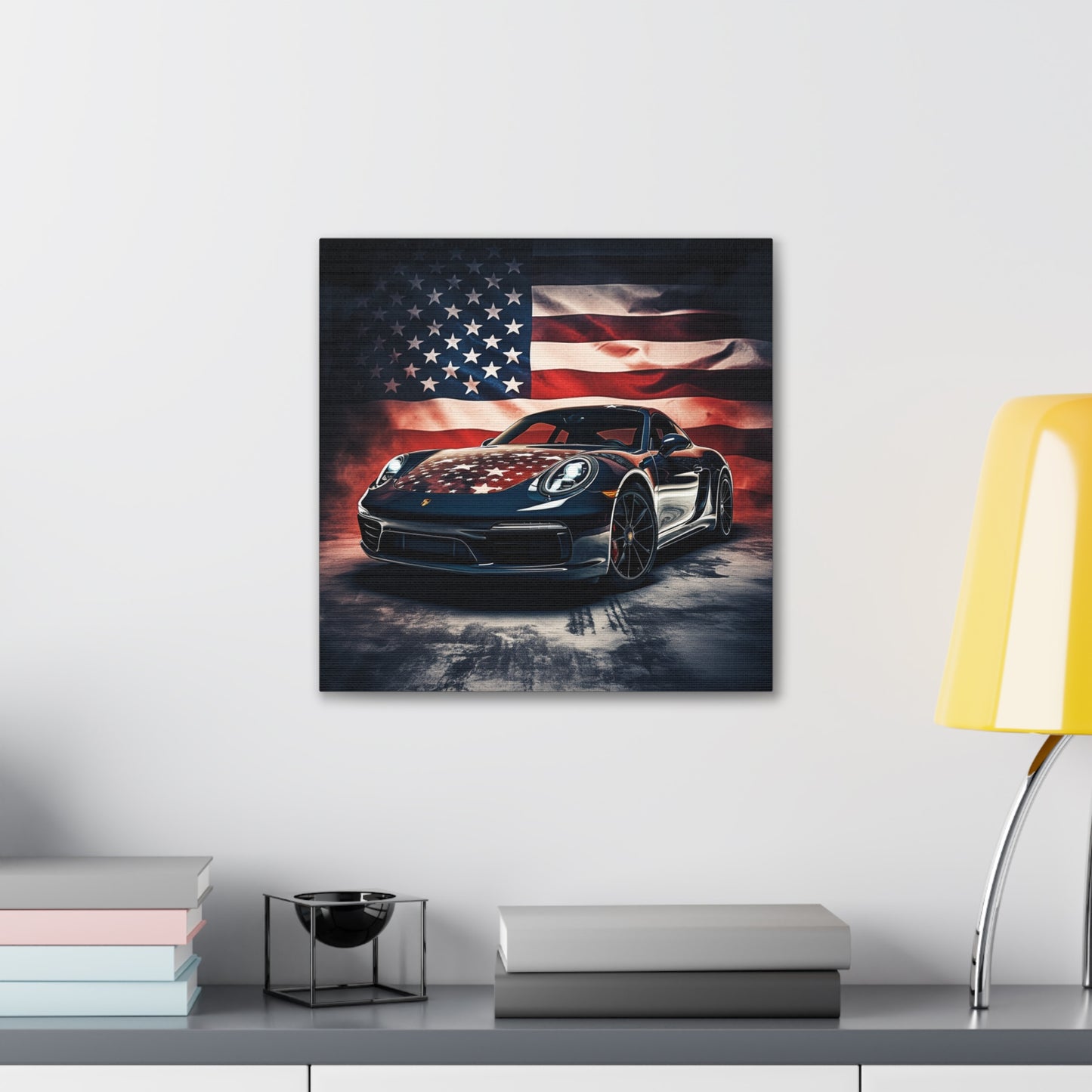Canvas Gallery Wraps Abstract American Flag Background Porsche 2