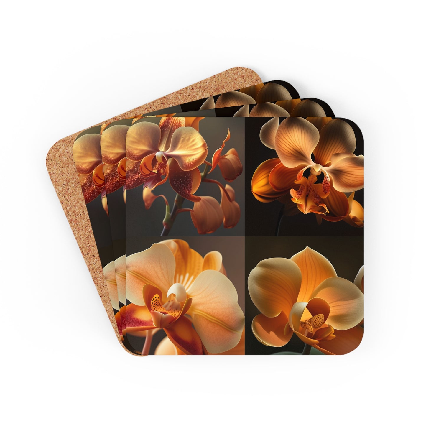 Corkwood Coaster Set Orange Orchid 5