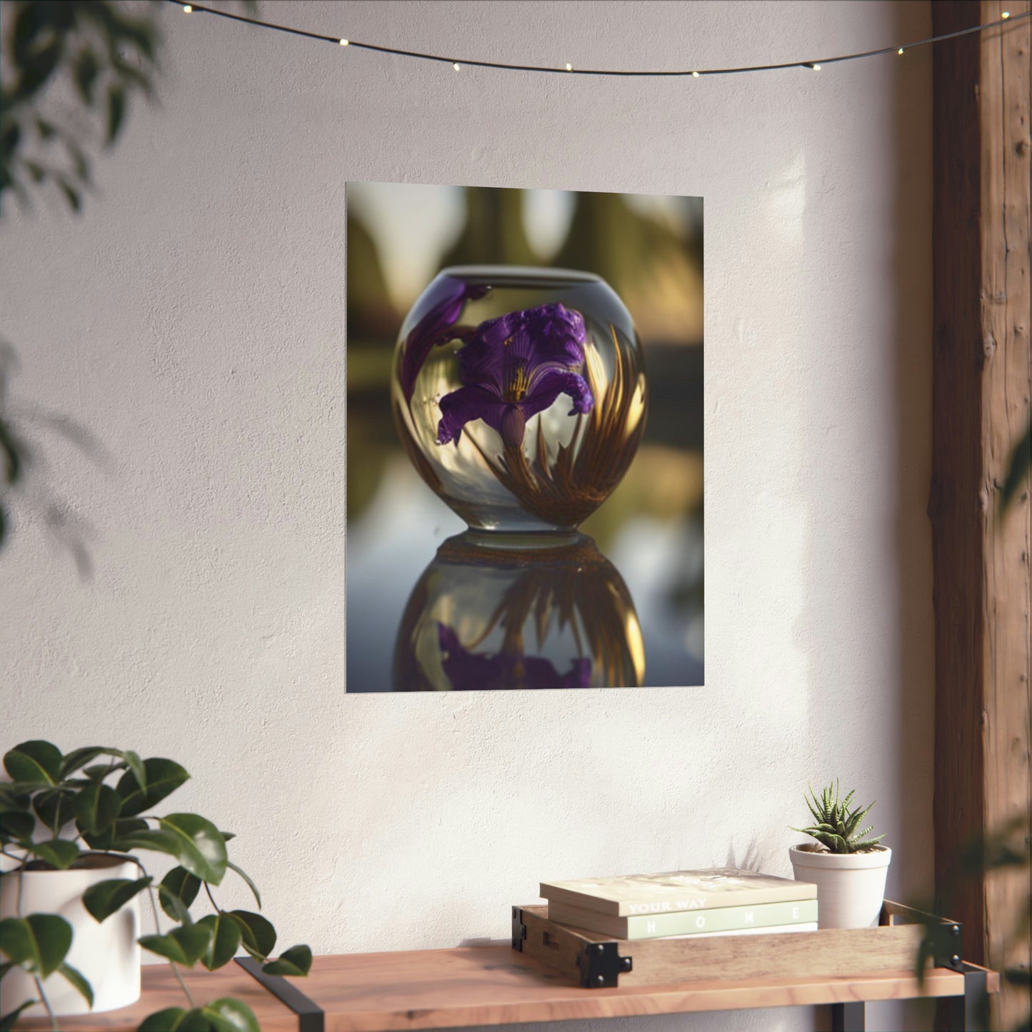 Premium Matte Vertical Posters Purple Iris in a vase 2