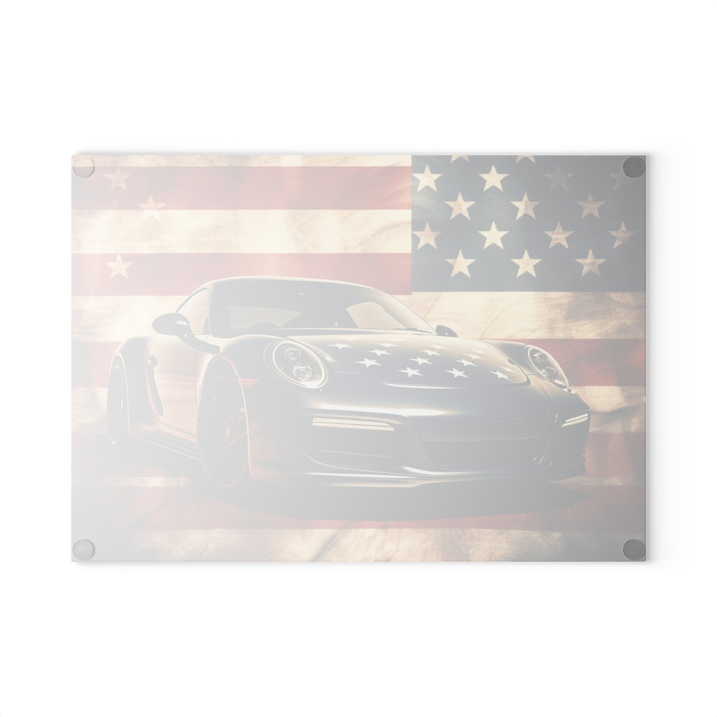 Glass Cutting Board Abstract American Flag Background Porsche 3