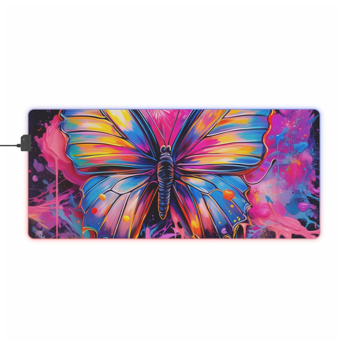 LED Gaming Mouse Pad Pink Butterfly Flair 3