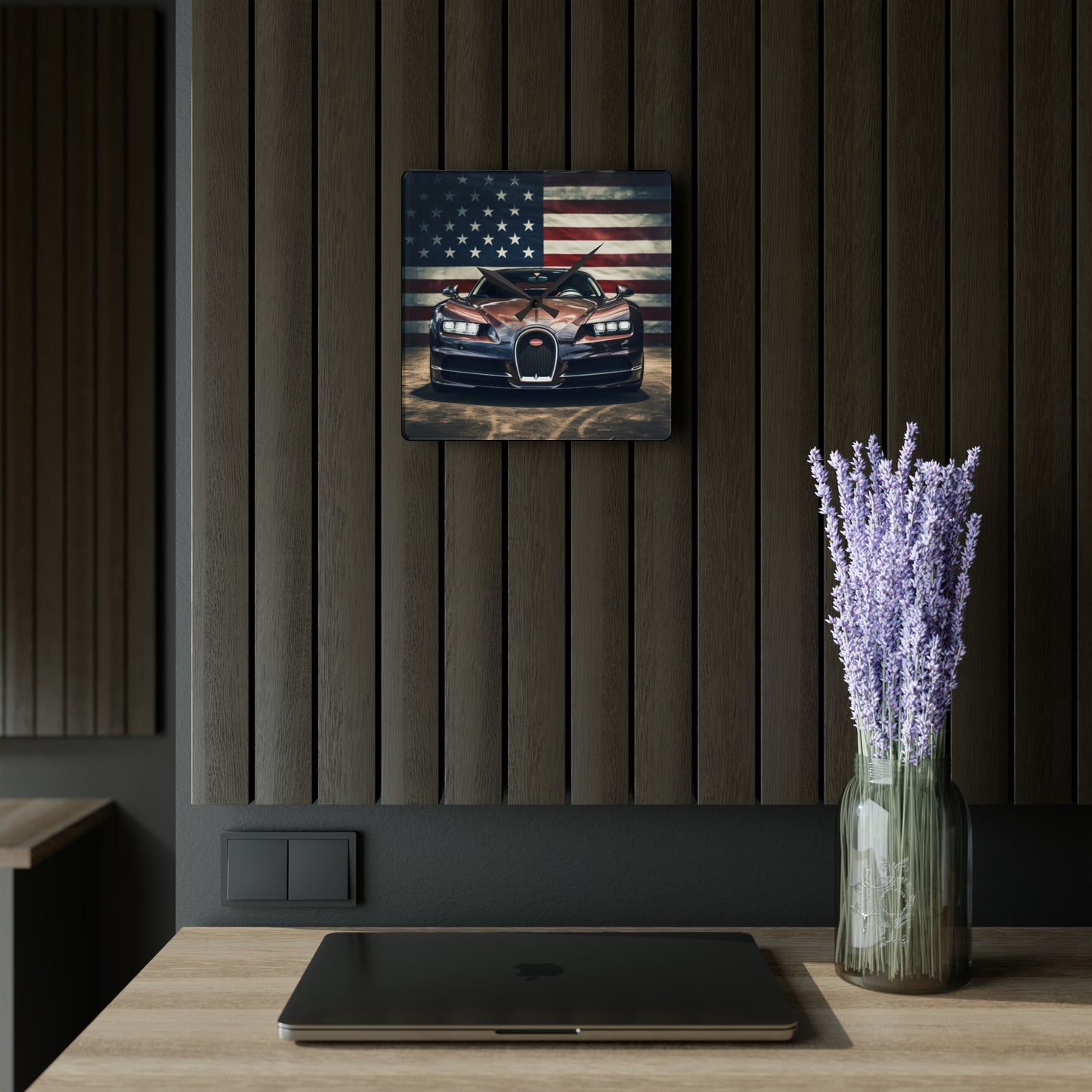 Acrylic Wall Clock Bugatti Flag 4