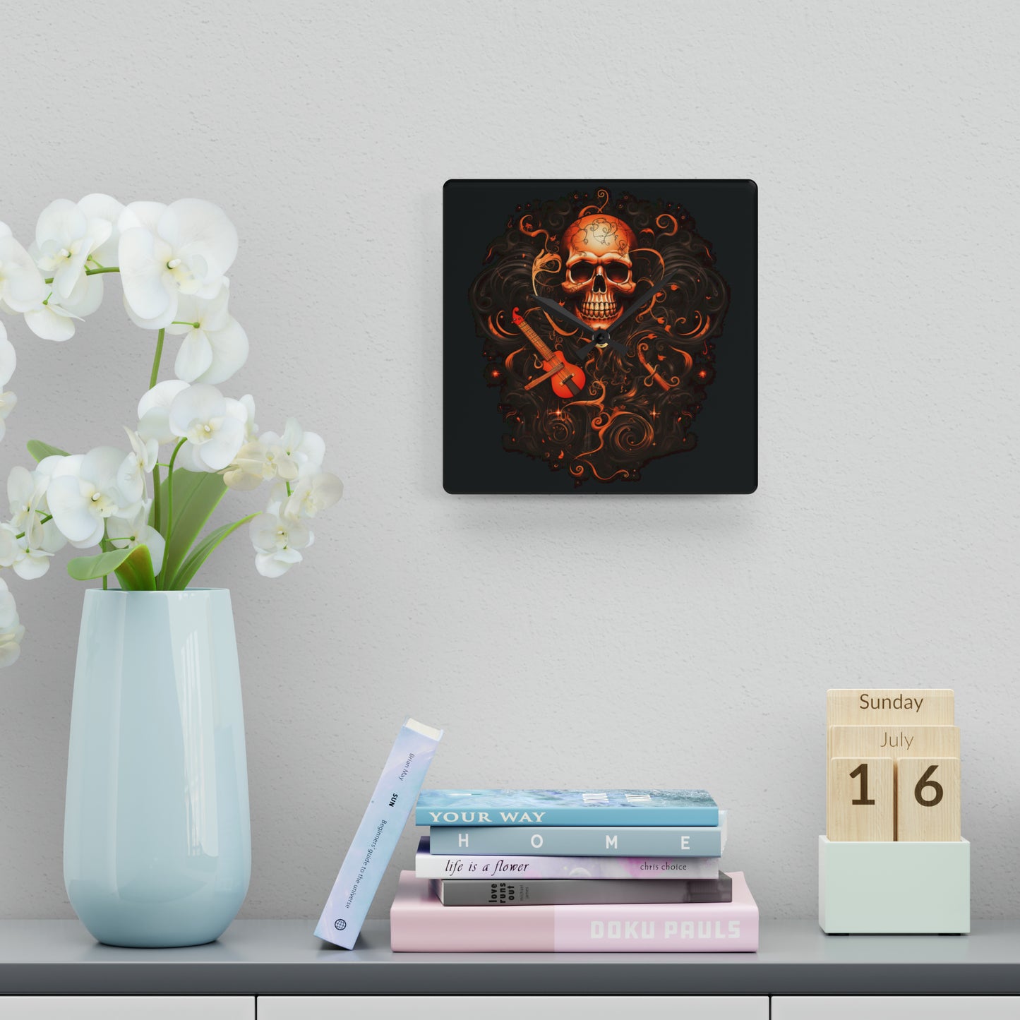 Acrylic Wall Clock Skull Treble Clef 4