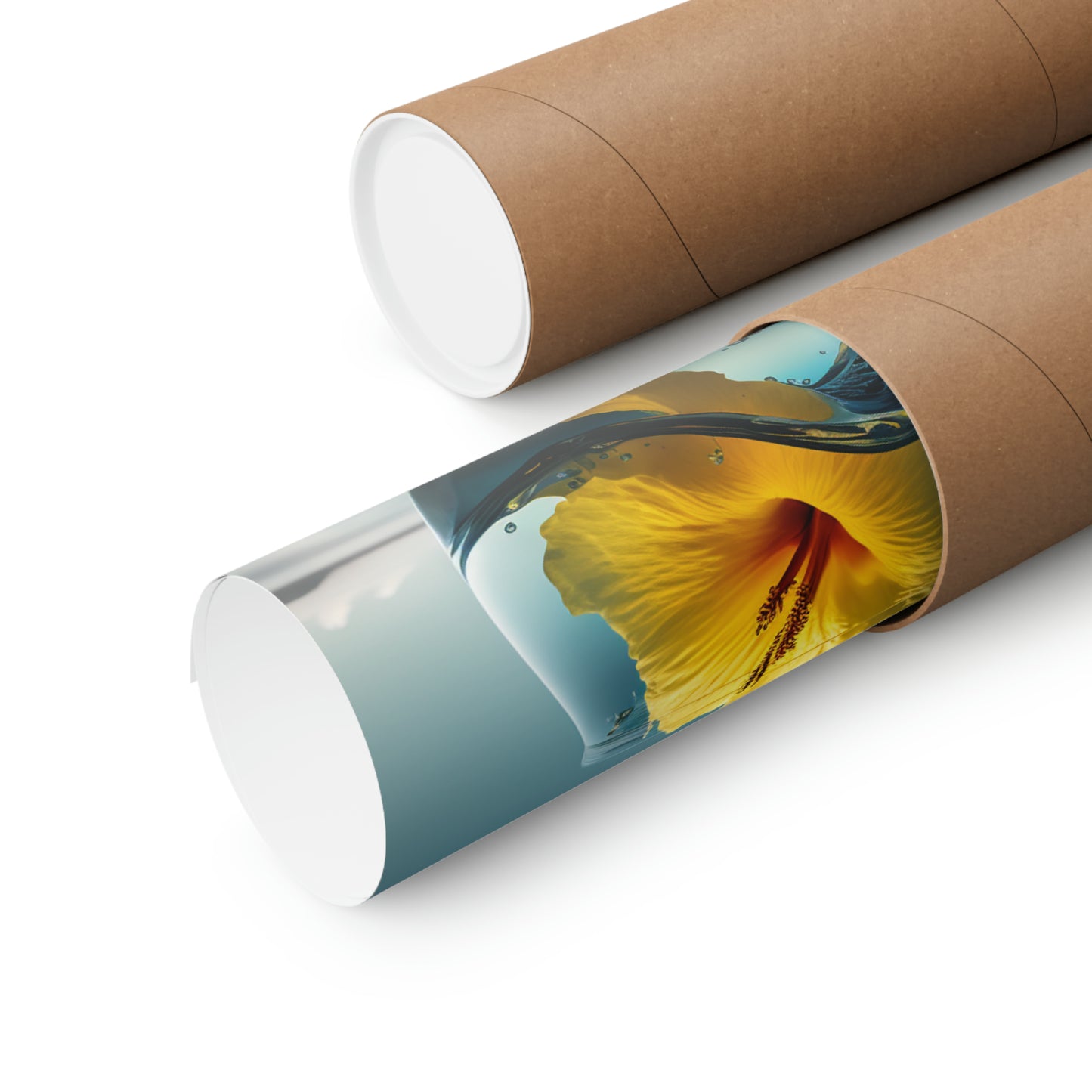 Premium Matte Vertical Posters Yellow Hibiscus glass 4