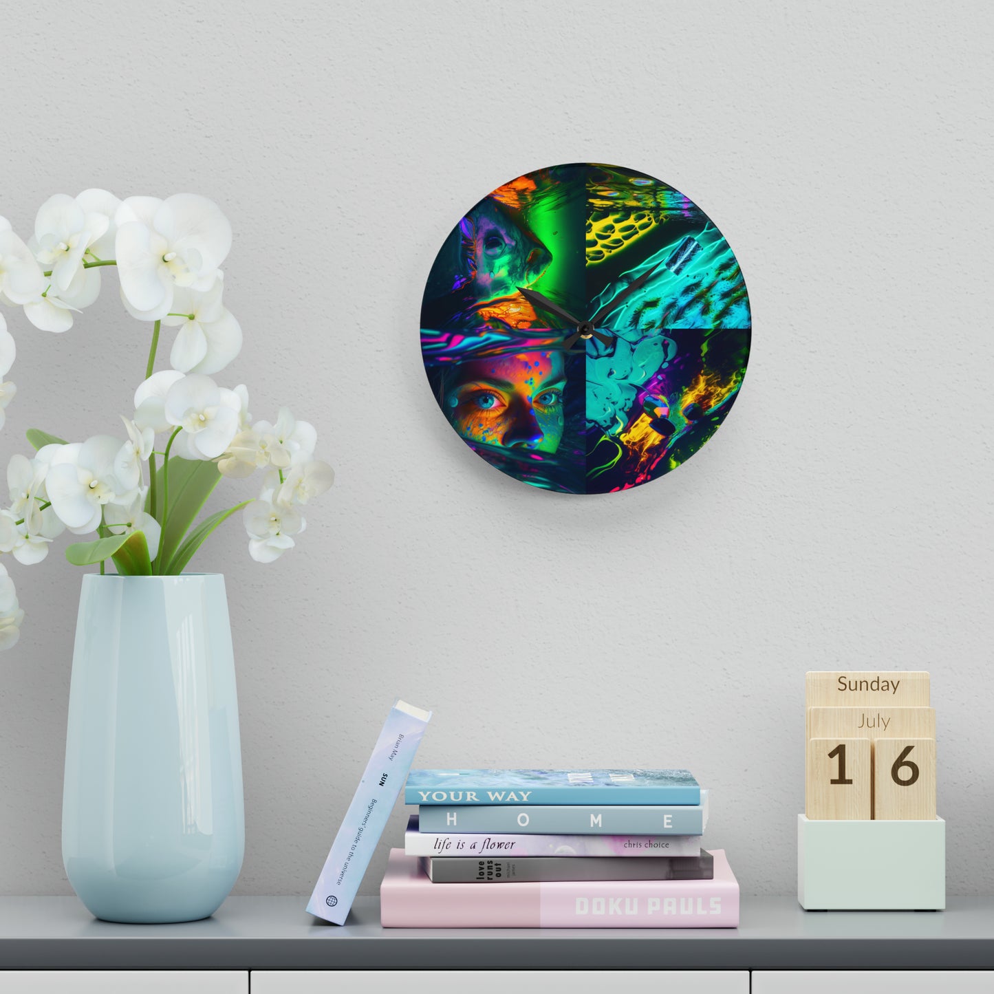 Acrylic Wall Clock Florescent Glow 5