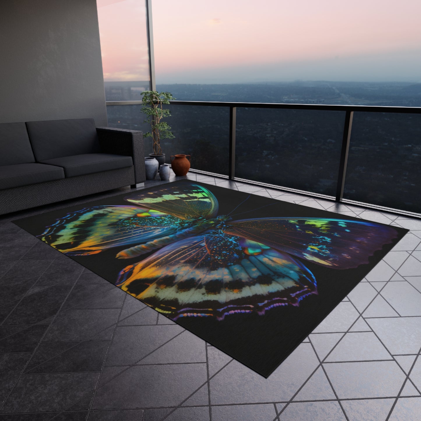 Outdoor Rug  Neon Butterfly Flair 4