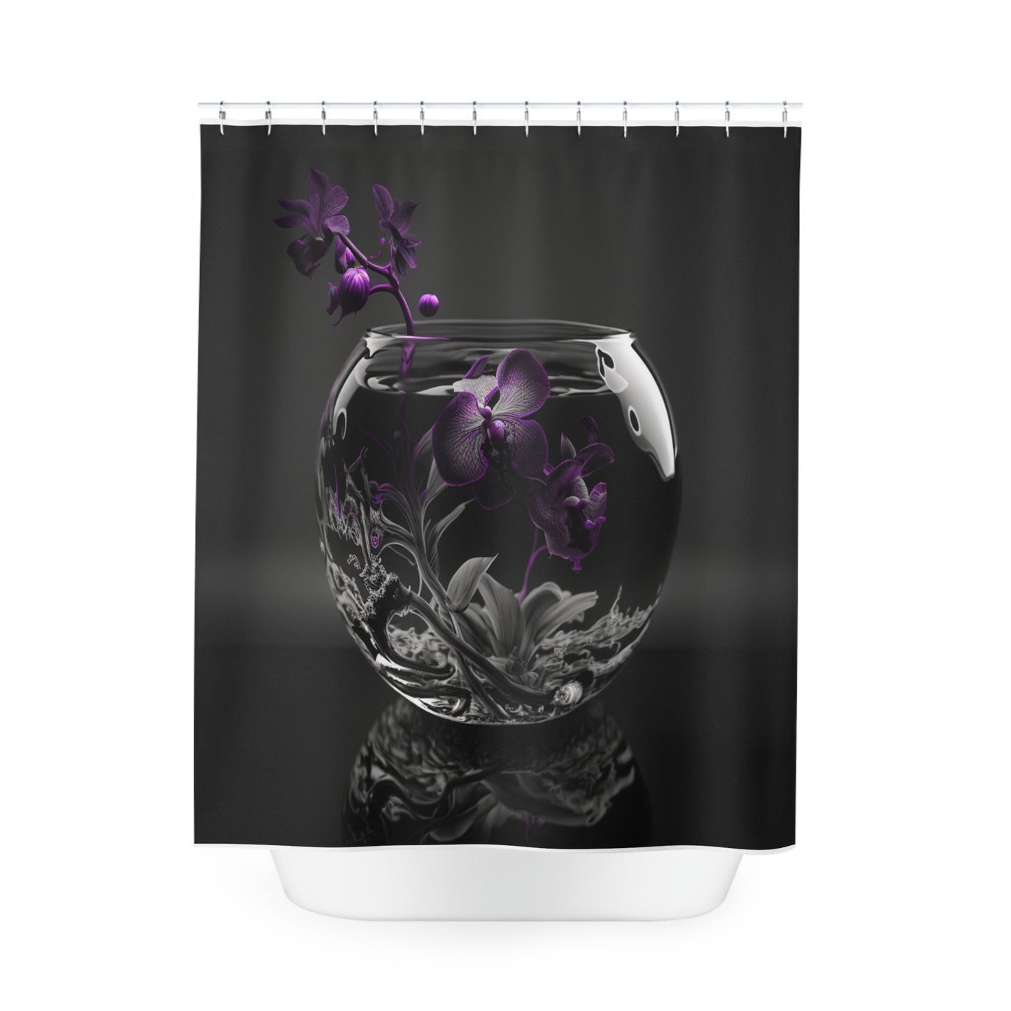 Polyester Shower Curtain Purple Orchid Glass vase 3
