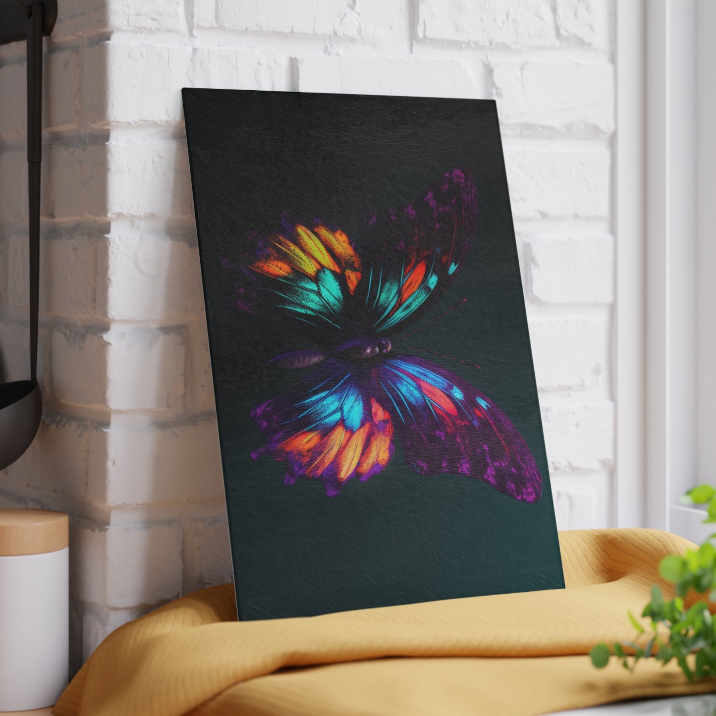 Glass Cutting Board Hyper Colorful Butterfly Purple 1