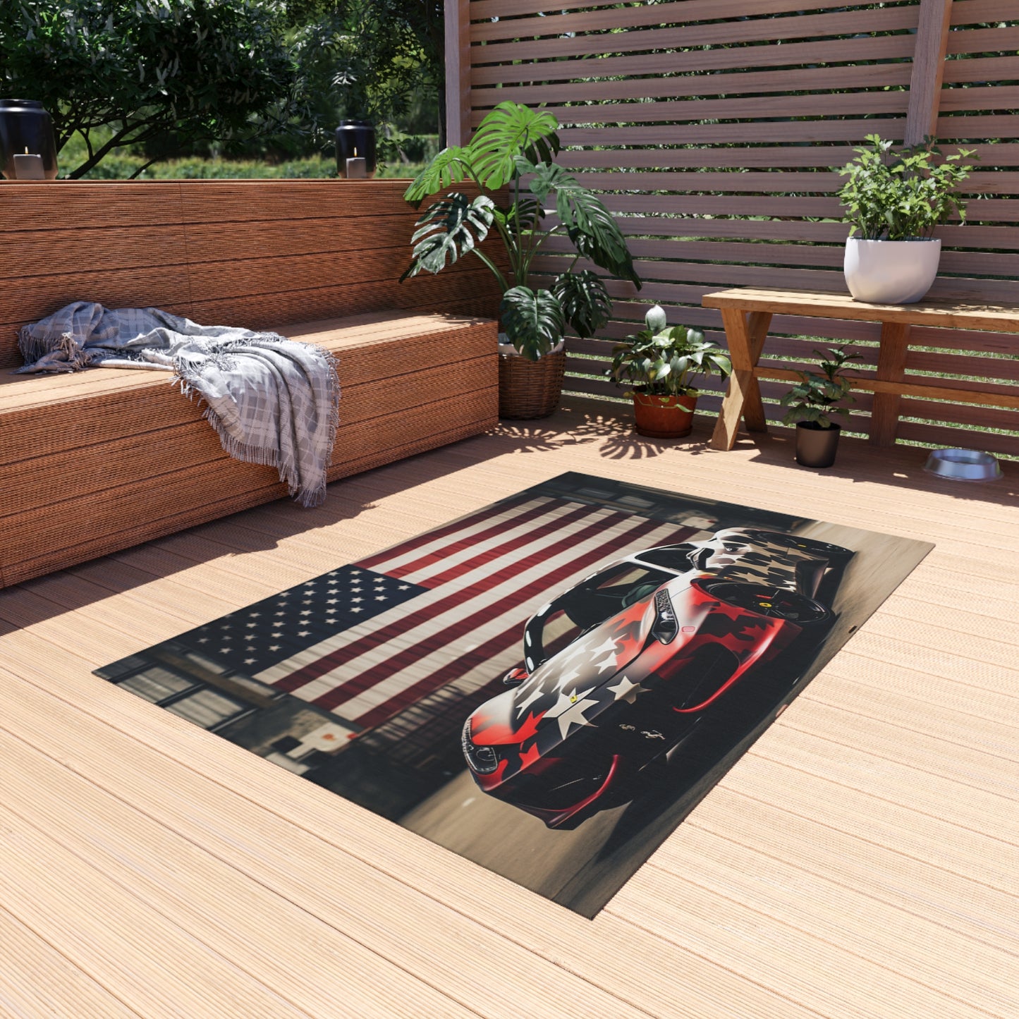 Outdoor Rug  American Flag Farrari 1