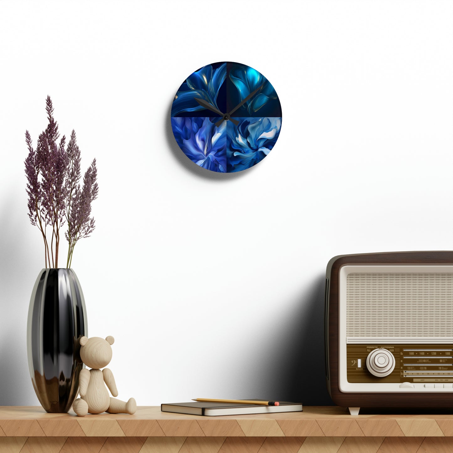 Acrylic Wall Clock Abstract Blue Tulip 5