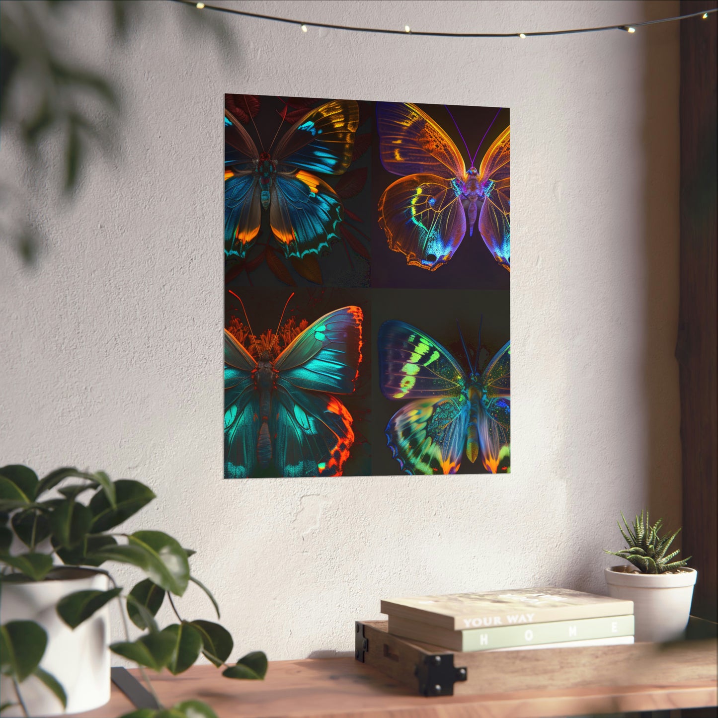 Premium Matte Vertical Posters Neon Butterfly Flair 5